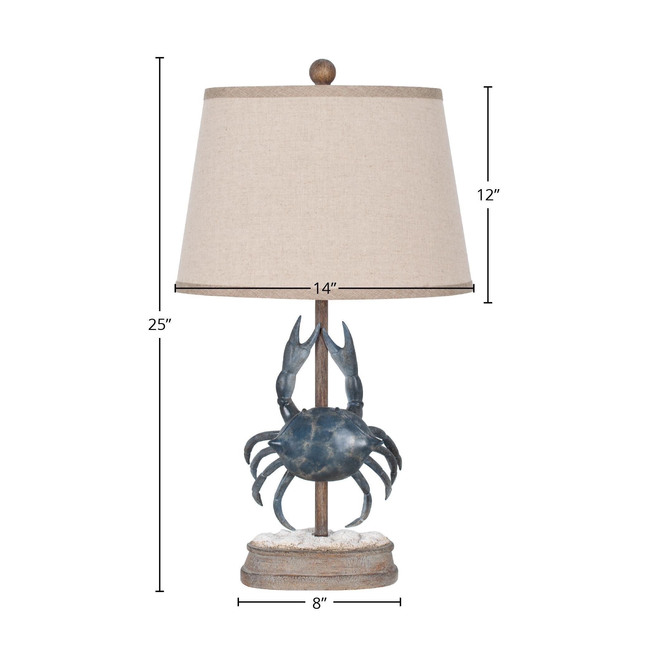 Polyresin 25 Table Lamp with Linen Shade, Blue & Brown