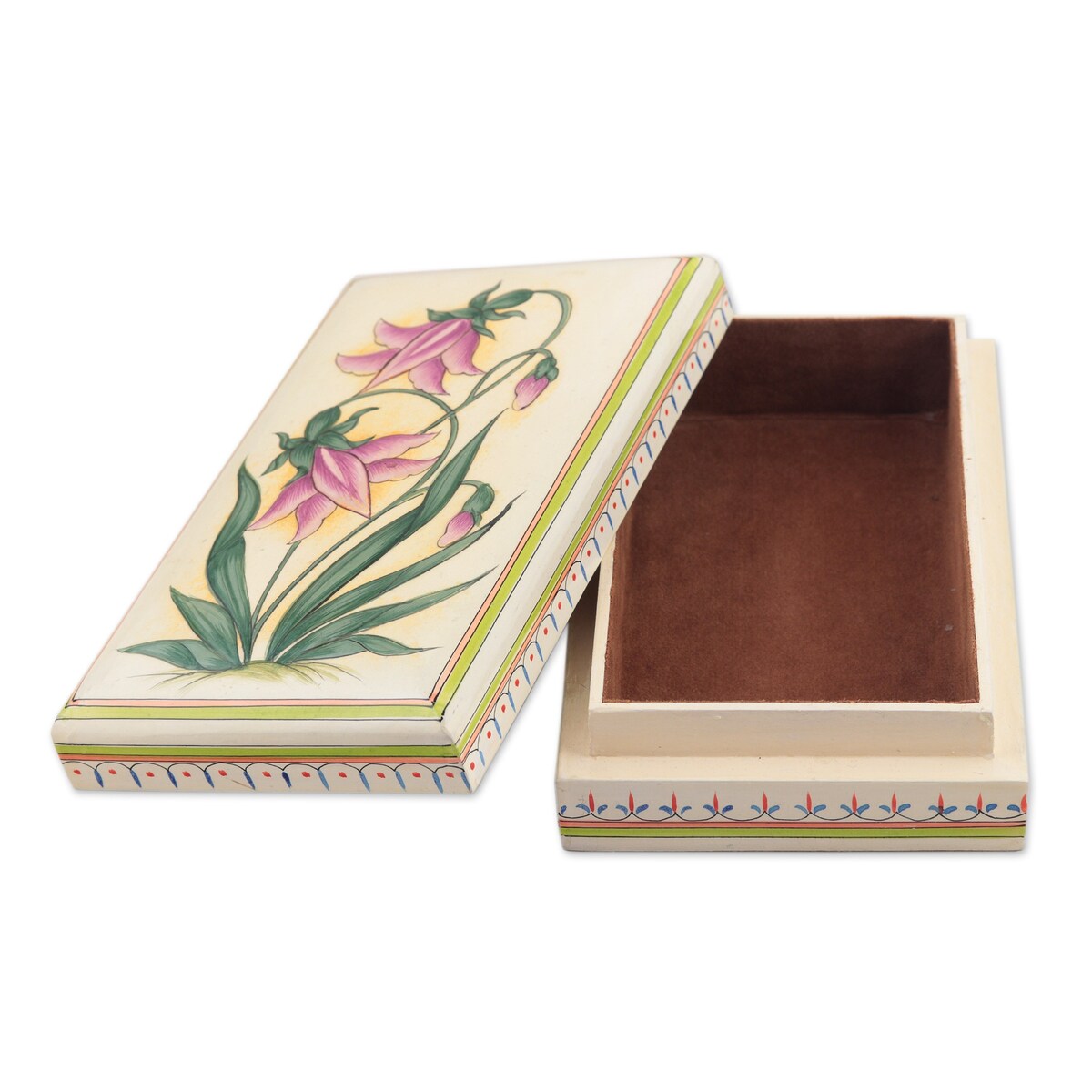 Novica Handmade Passionate Blossoms Papier Mache Jewelry Box