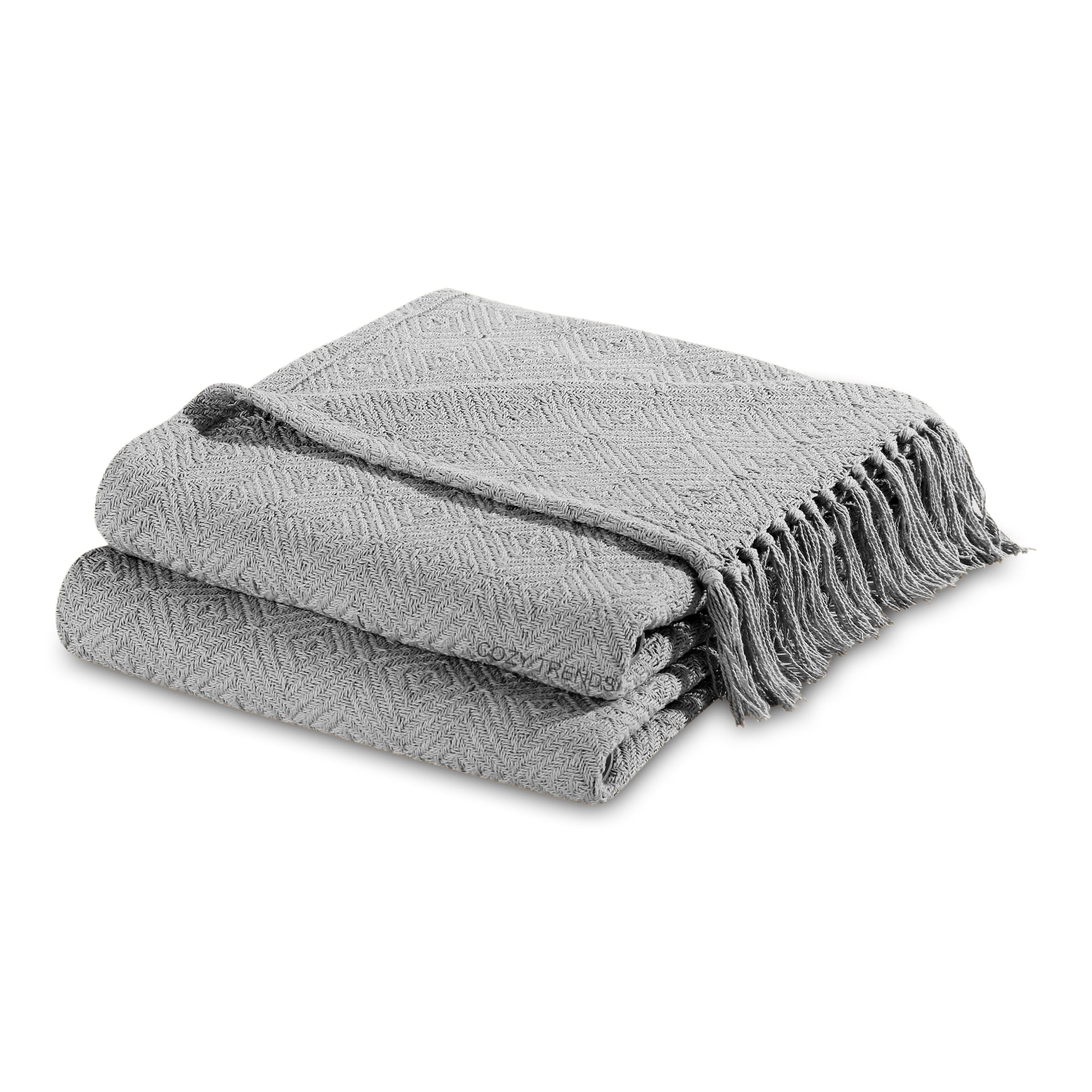 Handwoven Luxurious Cotton Sofa Couch Bed Throw Blankets All Season - Set of 2 (50''x60'')