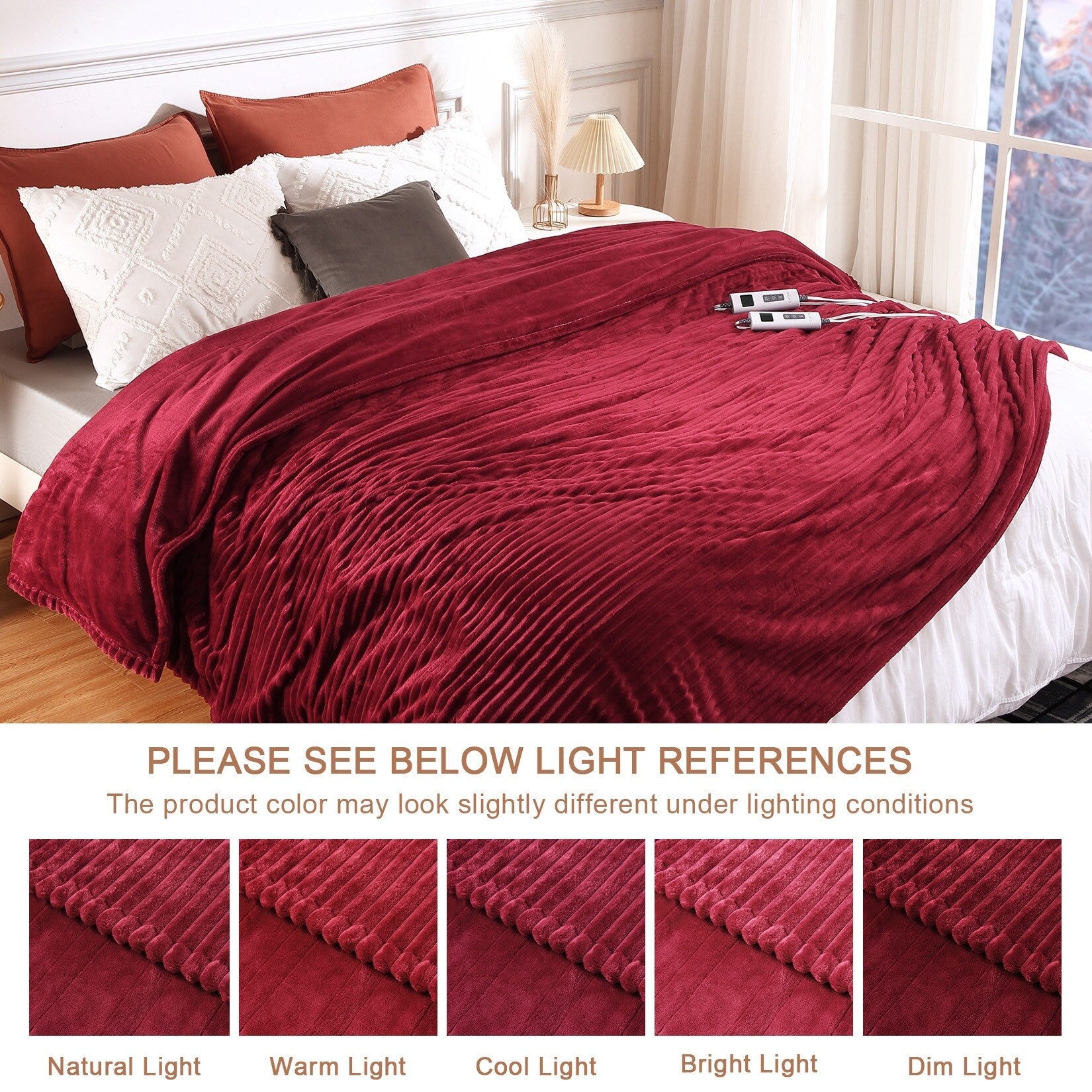 Electric Blanket Dual Control Soft Ribbed Flannel