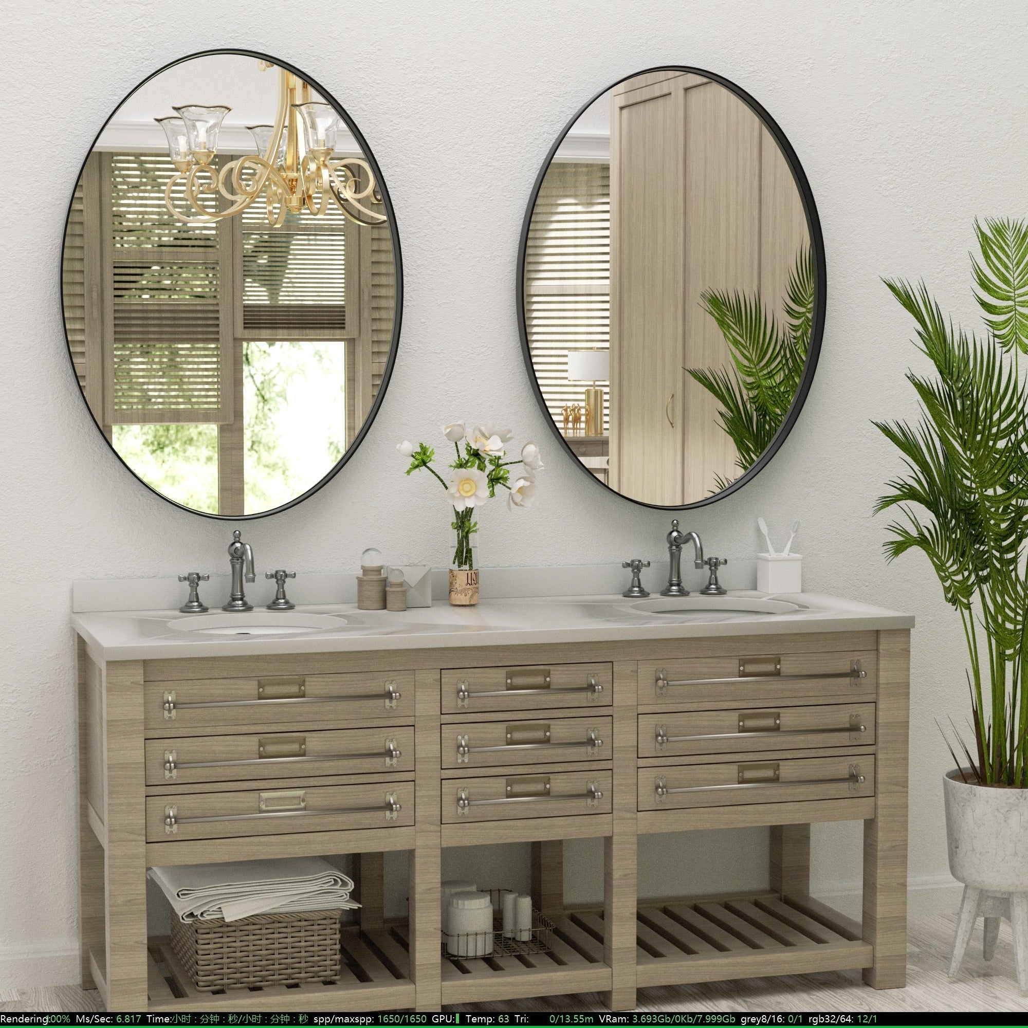 Bathroom Mirror Wall Mirror Vanity Mirror with Metal Frame (1 Piece)