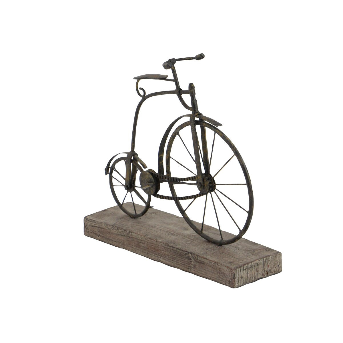 Metal Bike Decorative Sculpture with Wood Base - Black - Roche River Decor