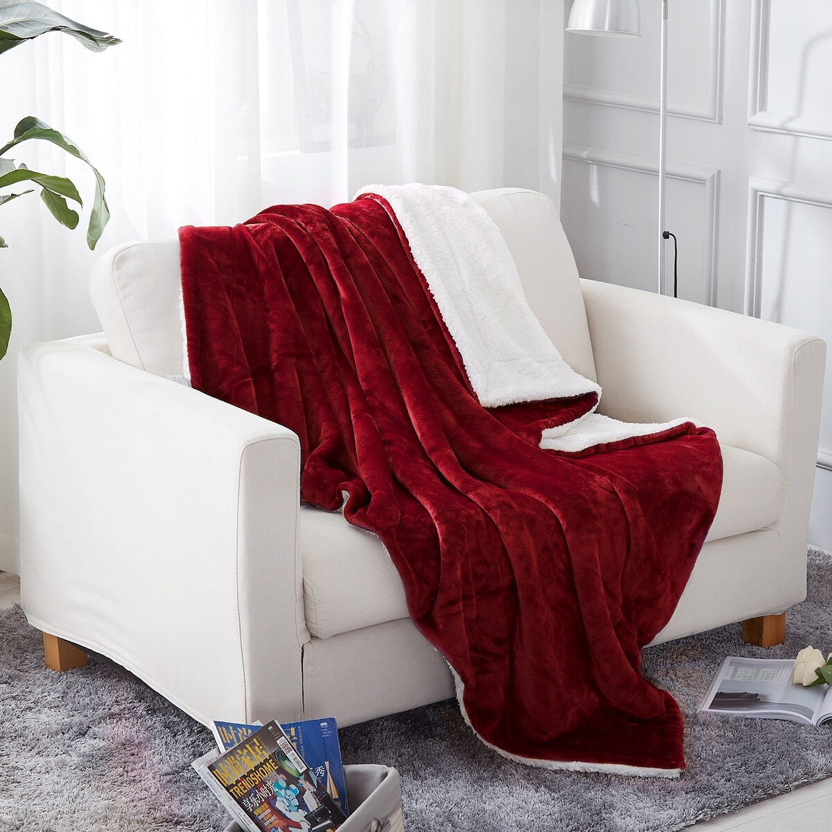 Sherpa Throw Blanket Plush Fleece Couch Blankets