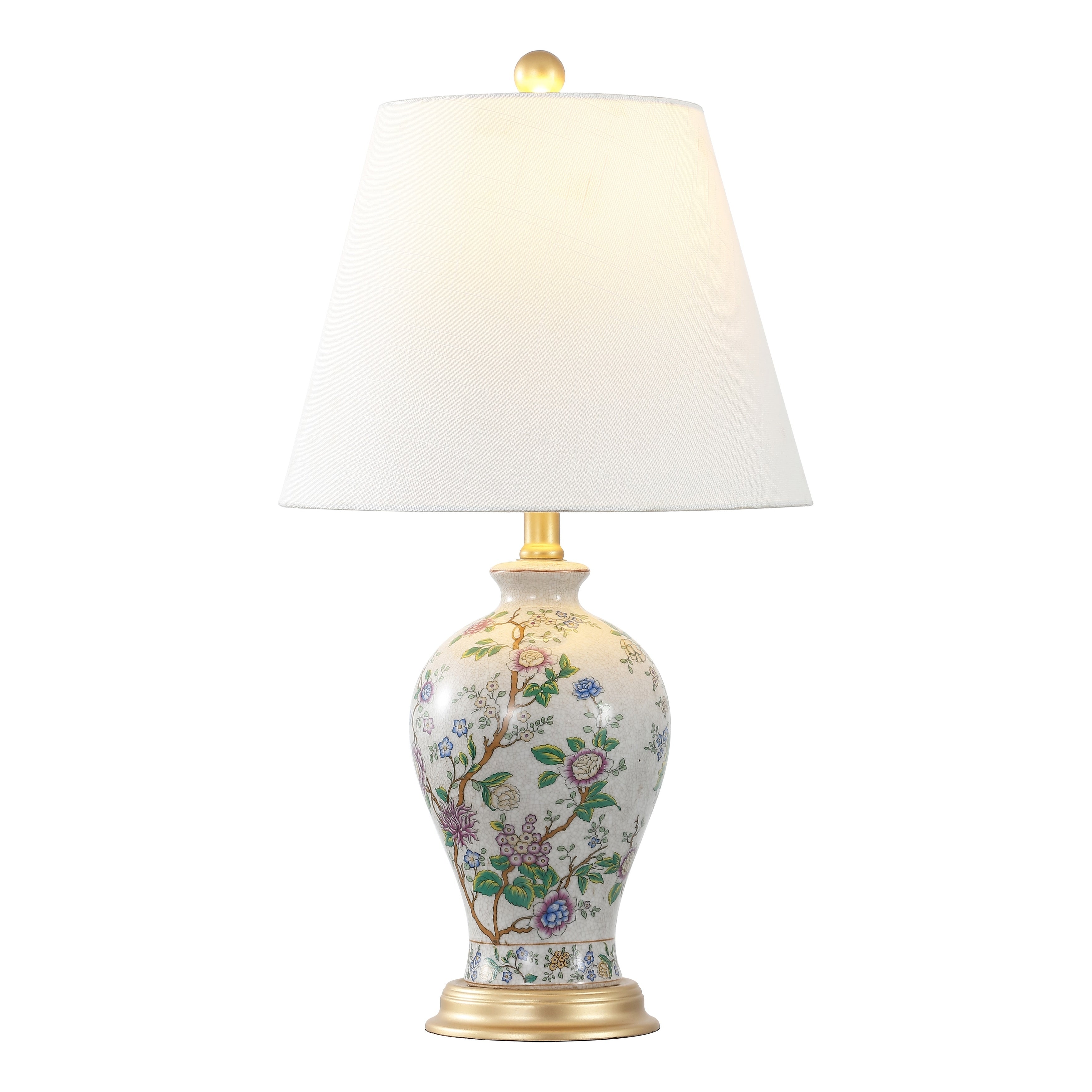 Grace 24 Floral LED Table Lamp, Multi/Brass by JONATHAN Y