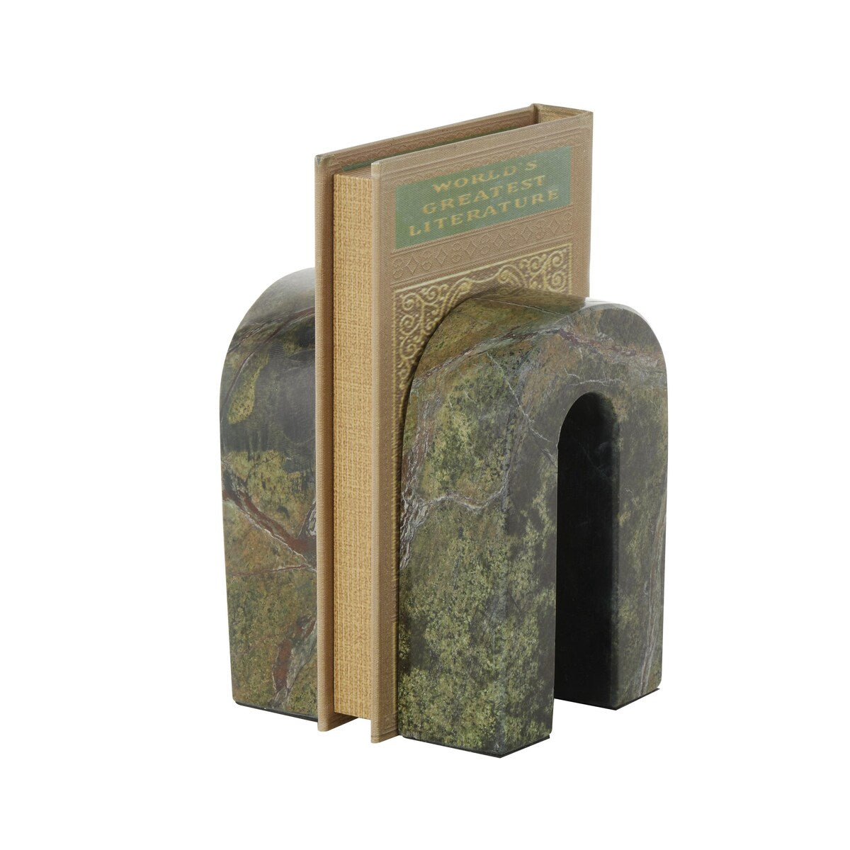 Marble Minimalistic Arched Decorative Bookends - Set of 2 Green - Roche River Decor