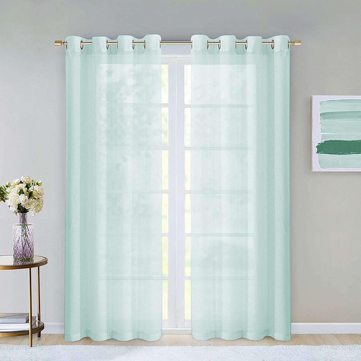 Dainty Home Malibu Extra Wide Curtains Solid Sheer Window Curtain Panel Pair