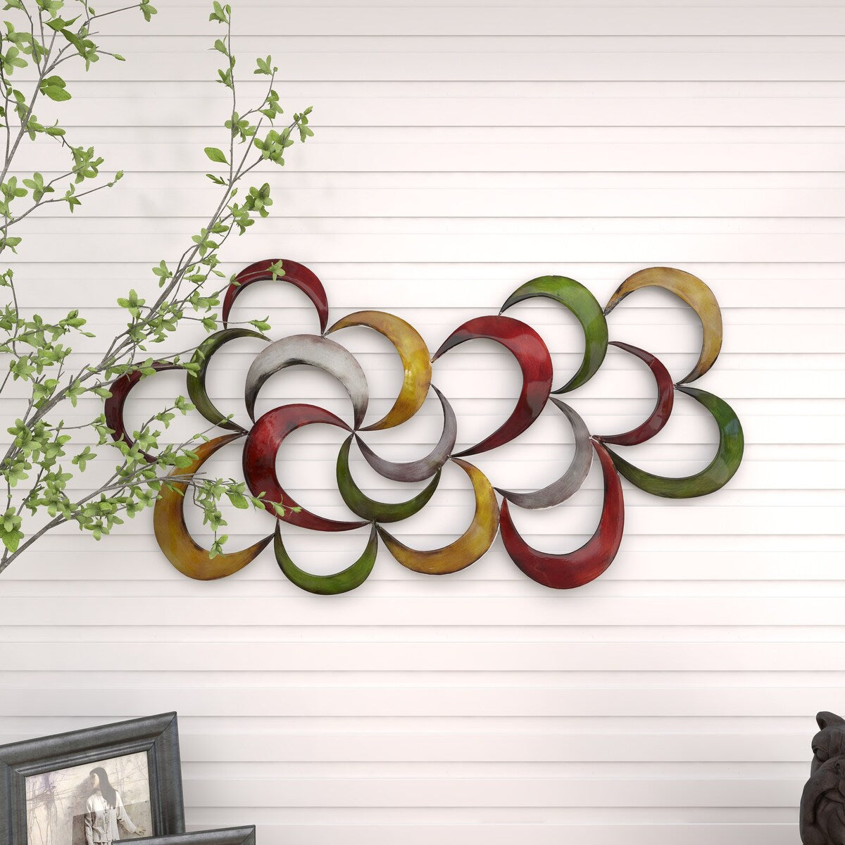 Metal Abstract Scalloped Home Wall Decor - Multi Colored - Roche River Decor