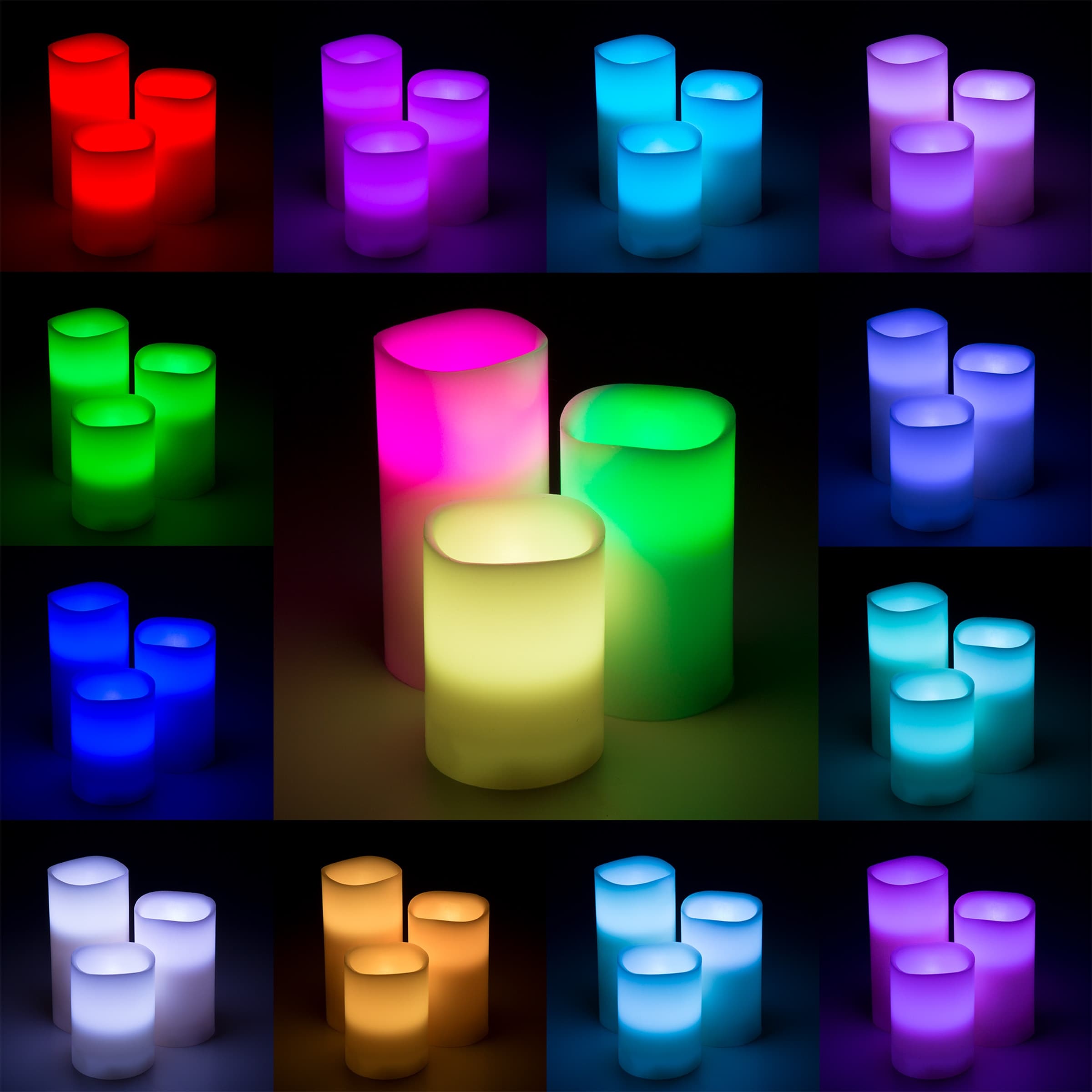 Lavish Home 3 Piece LED Color Changing Flameless Candle Set