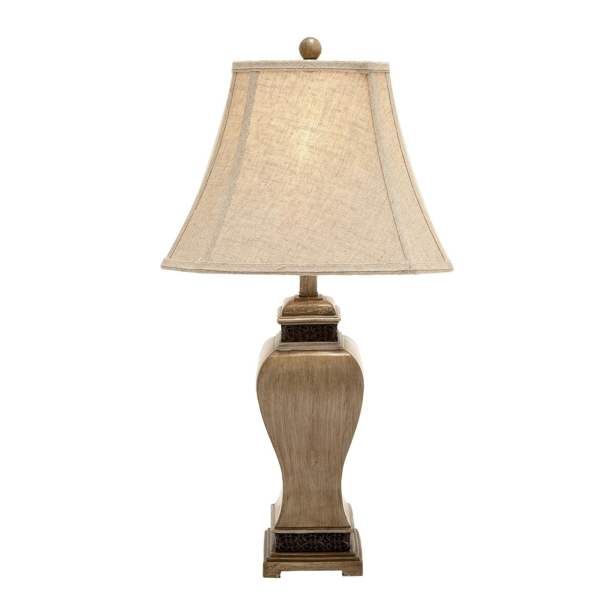 Polystone Room Table Lamp with Tapered Shade - Set of 2 Brown - Roche River Decor