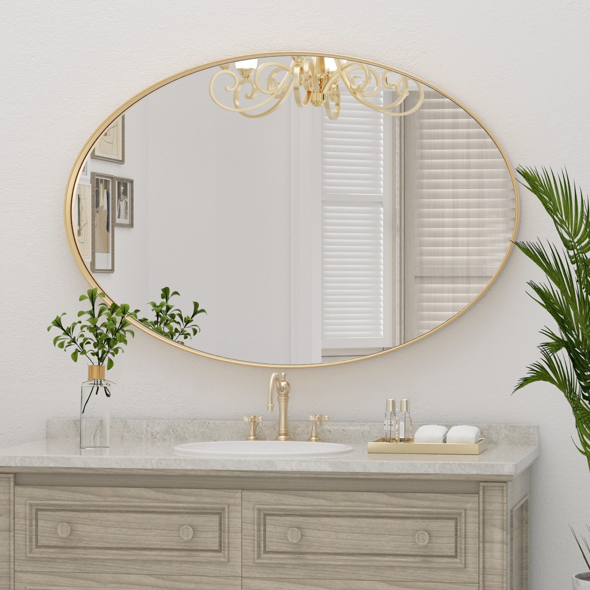 Bathroom Mirror Wall Mirror Vanity Mirror with Metal Frame (1 Piece)