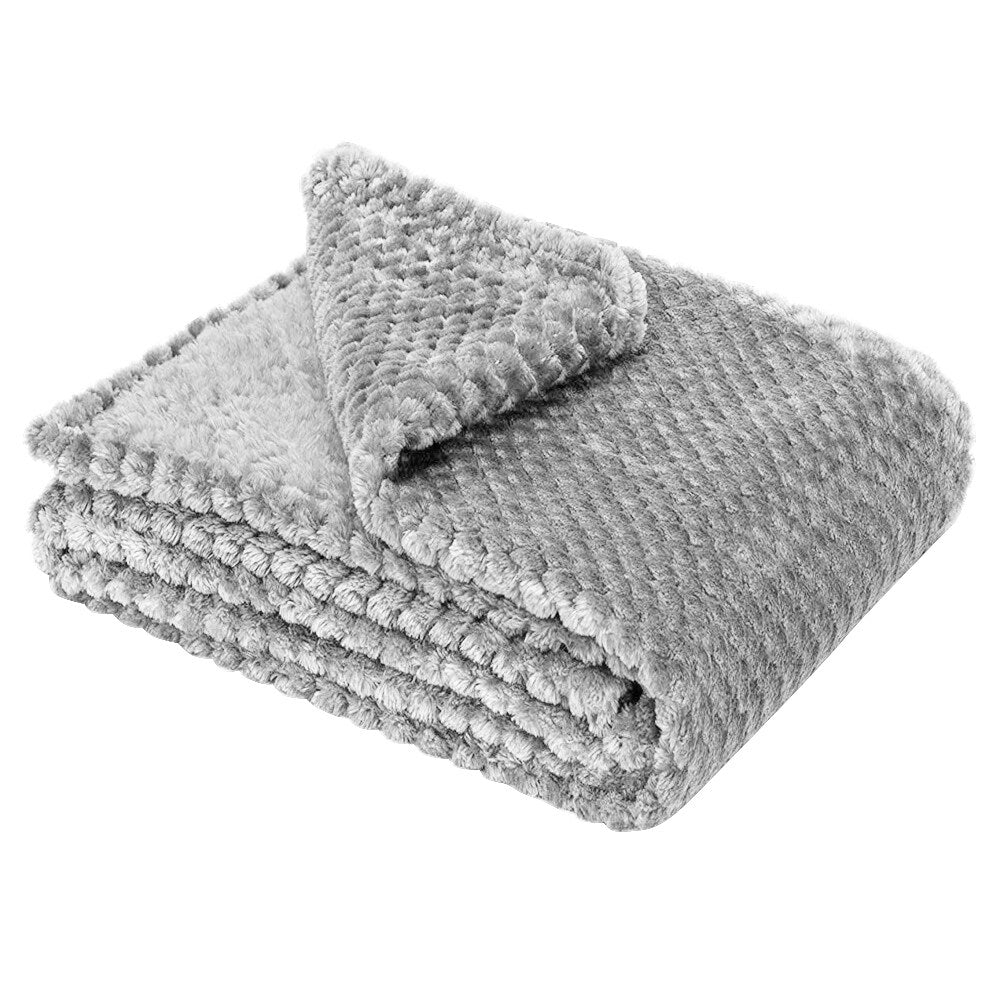 Soft Fleece Blanket Warm Throw Swaddle Blanket Waffle Textured 300GSM