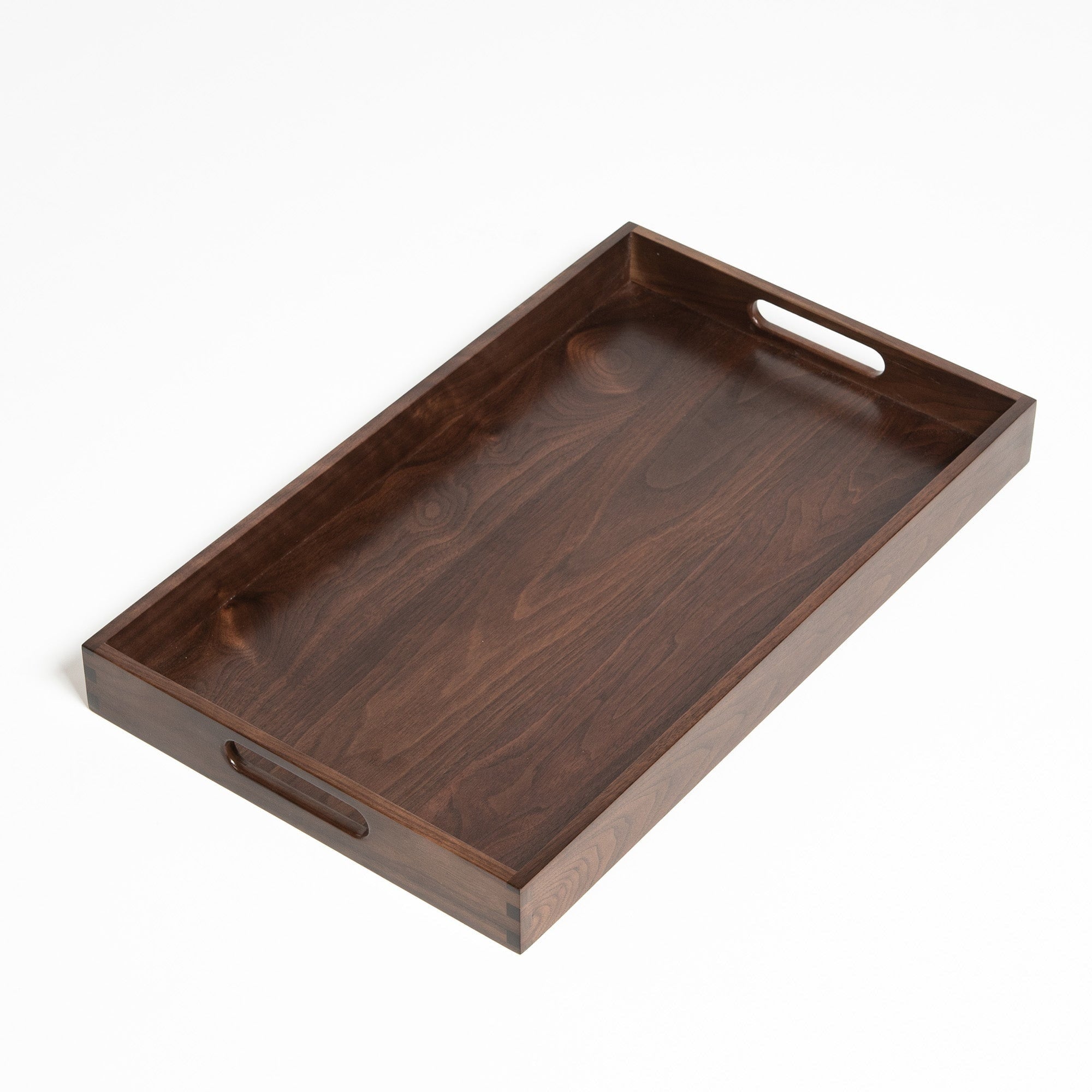 Rectangle Black Walnut Wood Serving Tray Ottoman Tray