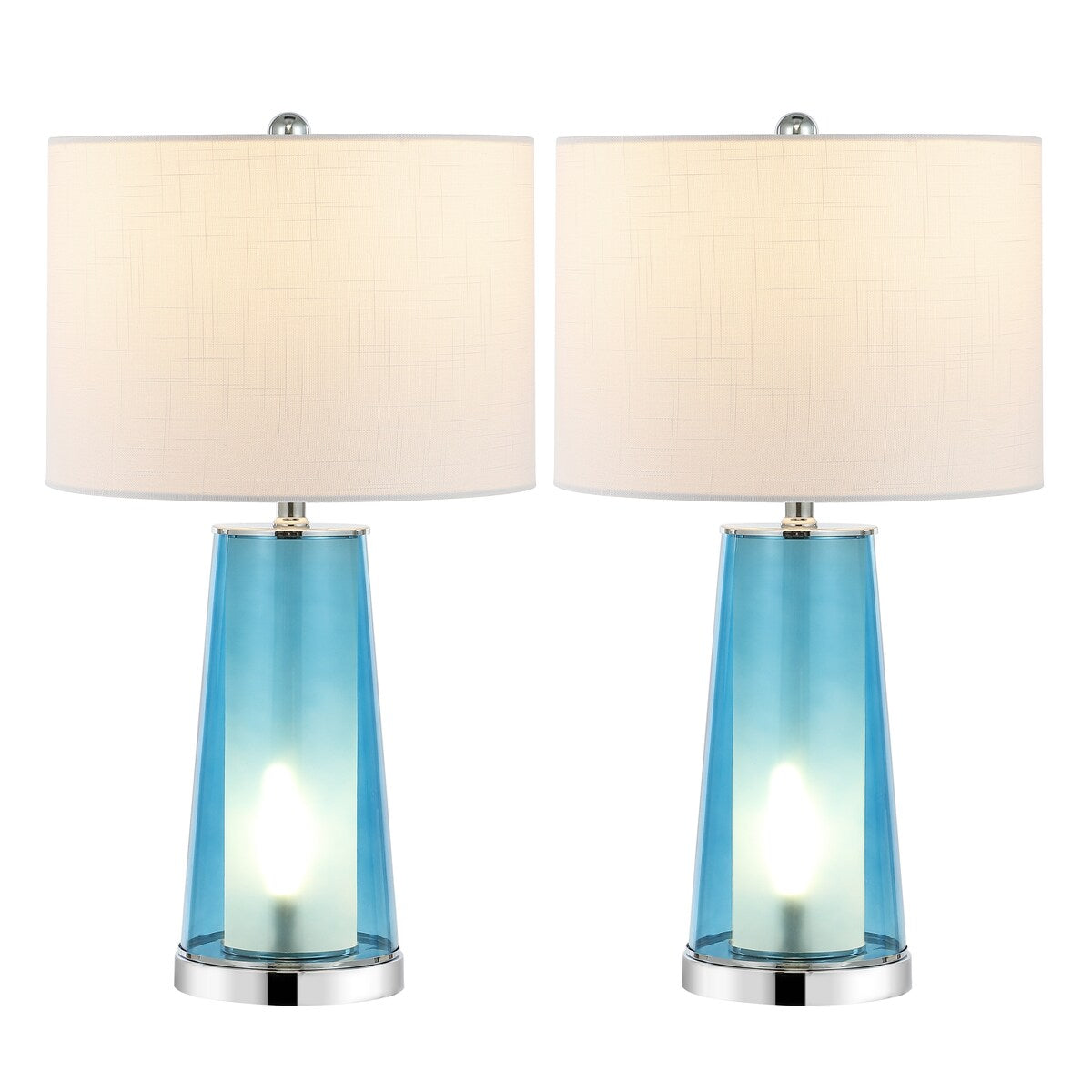 Celerie 26 Modern Minimalist Glass/Iron Nightlight LED Table Lamp, (Set of 2) by JONATHAN Y