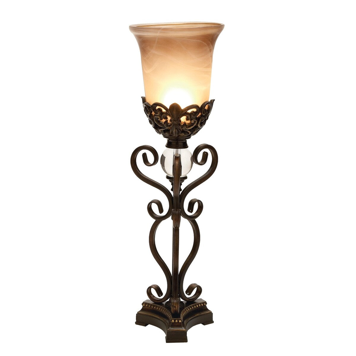 Metal Antique Style Room Uplight with Scrolls - Brown - Roche River Decor