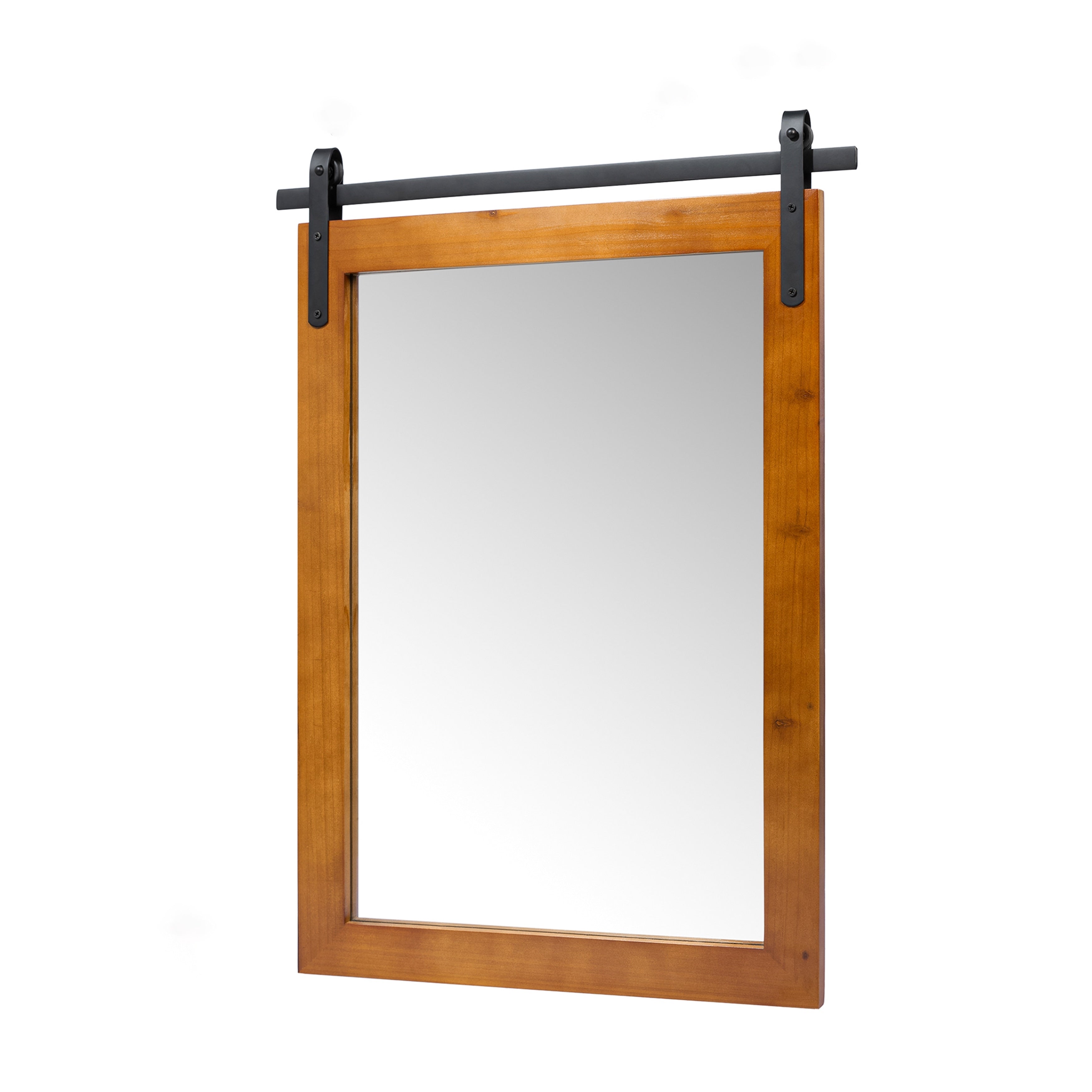 Rustic Farmhouse Mirror Vanity Mirror Solid Wood Frame with Metal Barn Style Mirror