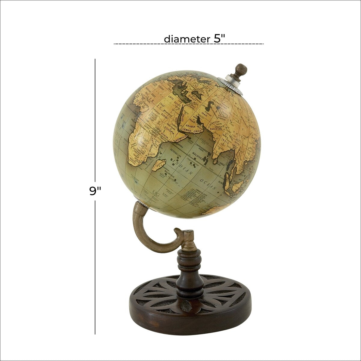 Wood Globe - Green - Roche River Decor