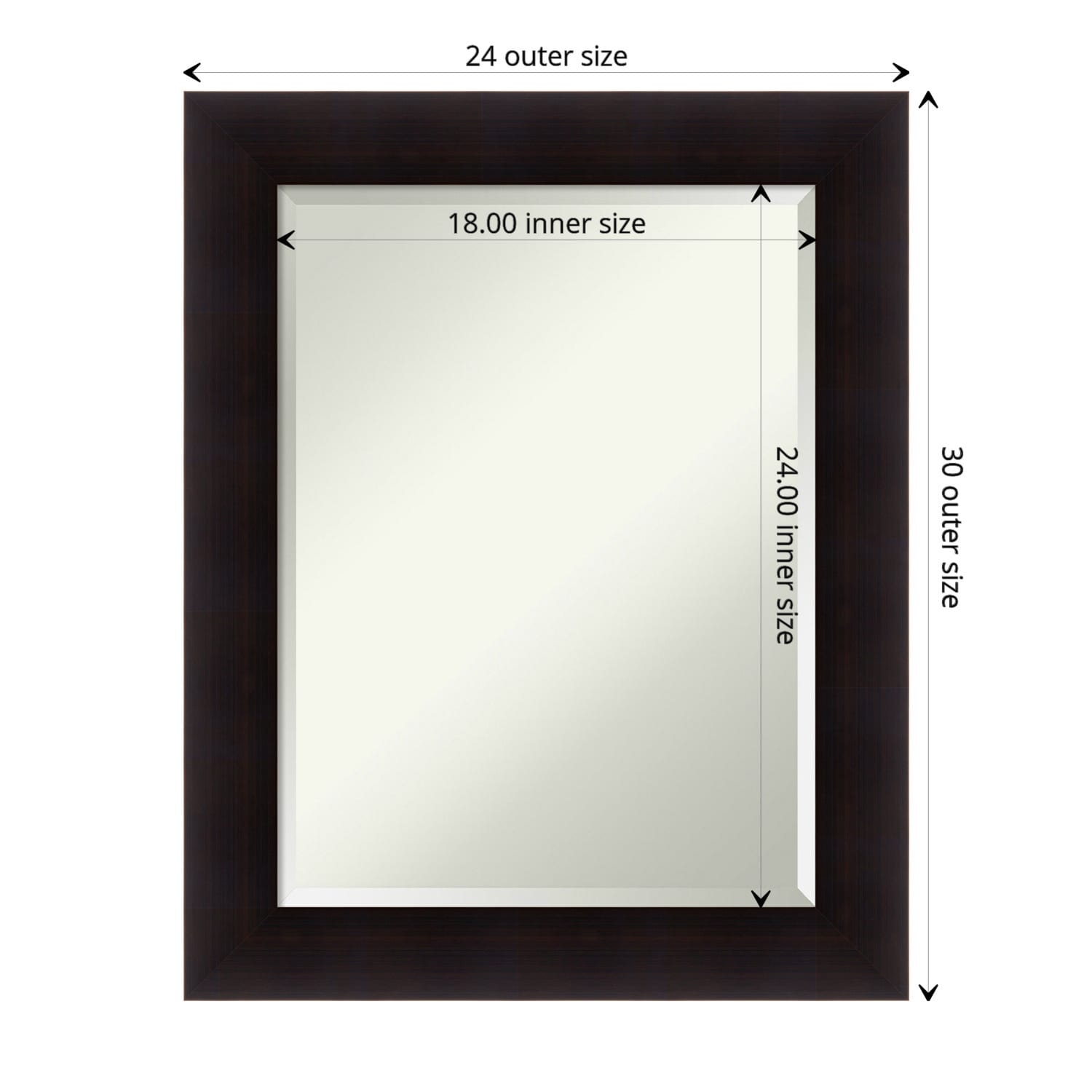 Beveled Wood Bathroom Wall Mirror - Portico Espresso Frame