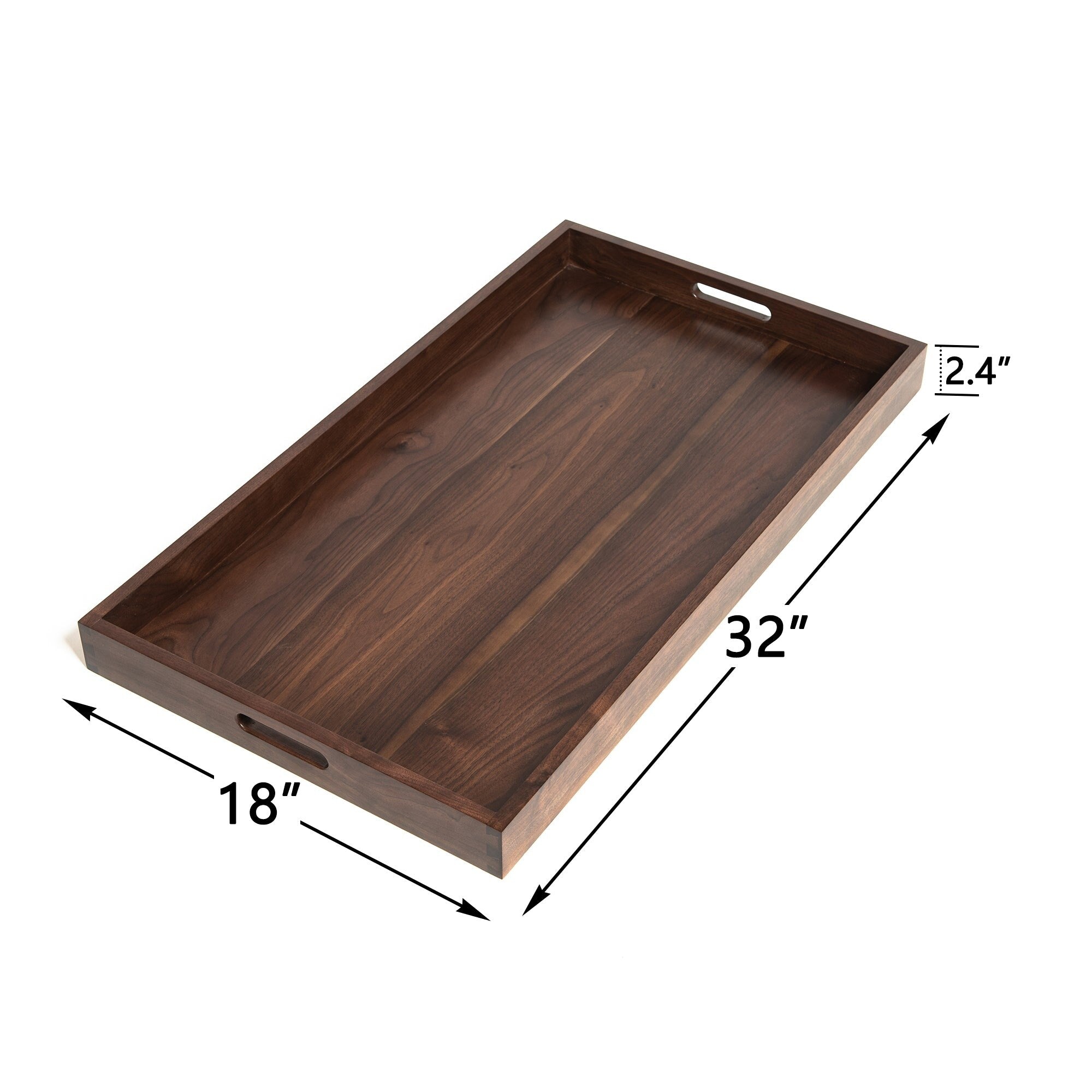 Rectangle Black Walnut Wood Serving Tray Ottoman Tray