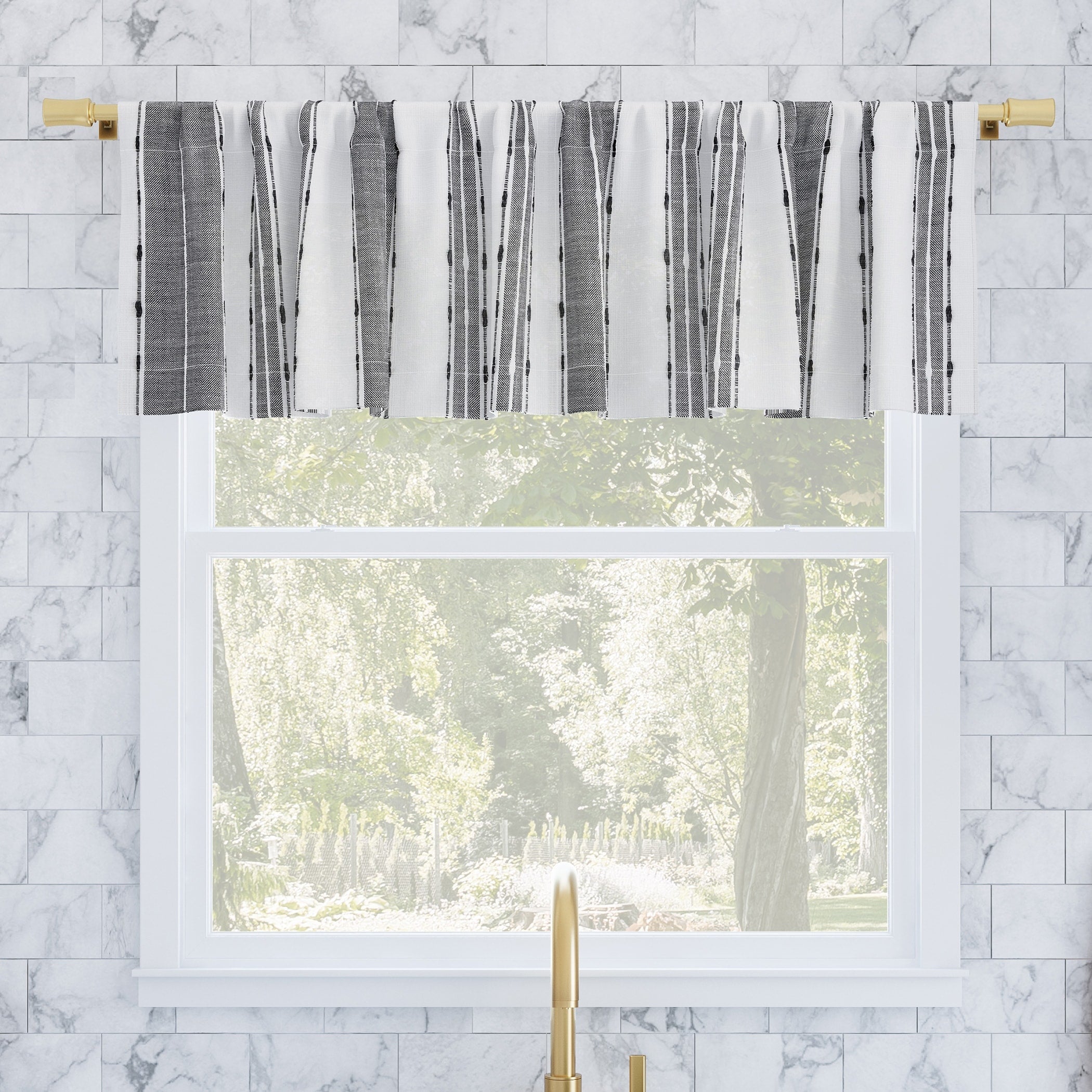 Archaeo Slub Texture Stripe Cotton Cafe Curtain Valance