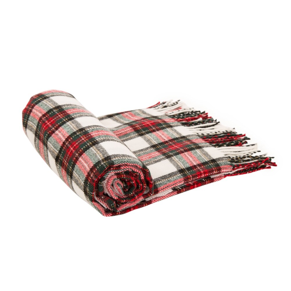 Glitzhome 50 x 60 Plaid Woven Acrylic 400g Christmas Blanket