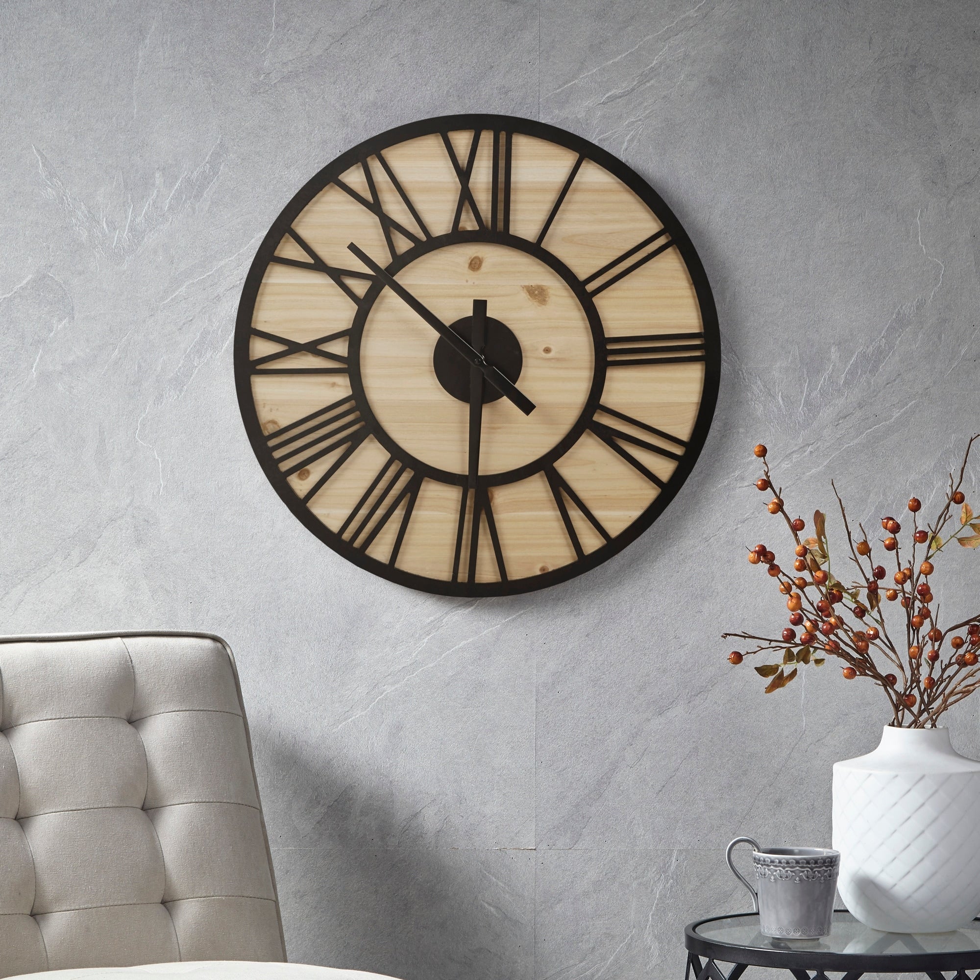 Madison Park Mason 23.6 Wood Wall Clock