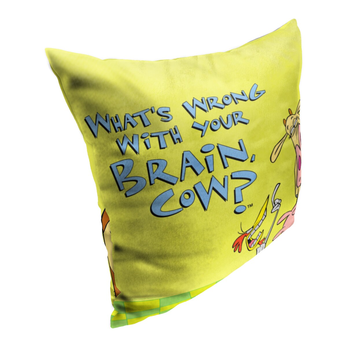 Cartoon Network Cow And Chicken Whats Wrong With Your Brain 18 Inch Throw Pillow