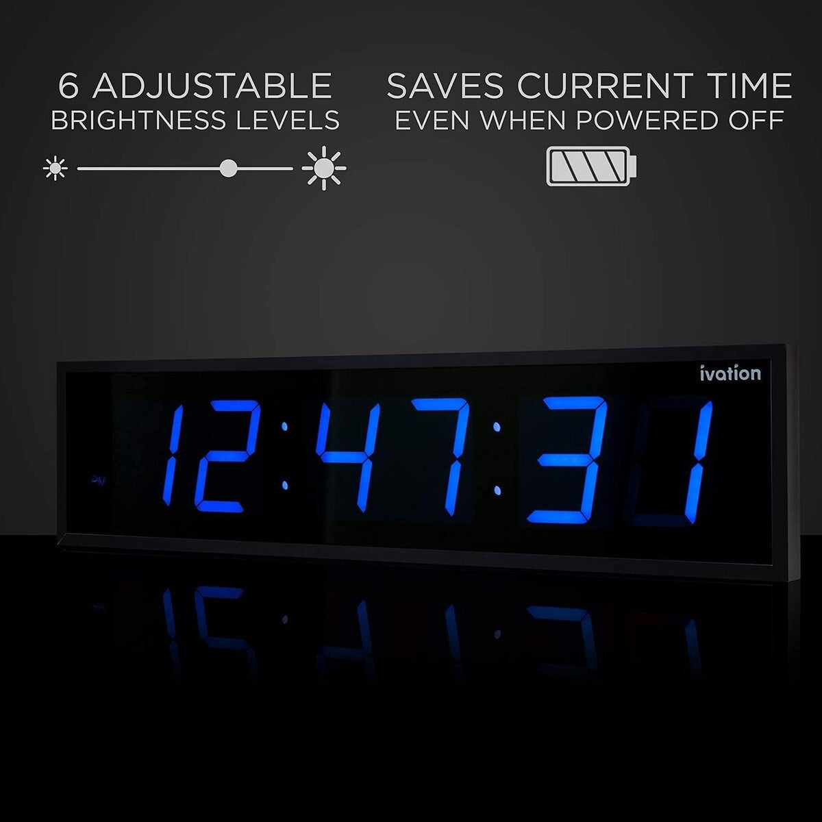 Ivation Large Digital Wall Clock, LED Display W/Timer