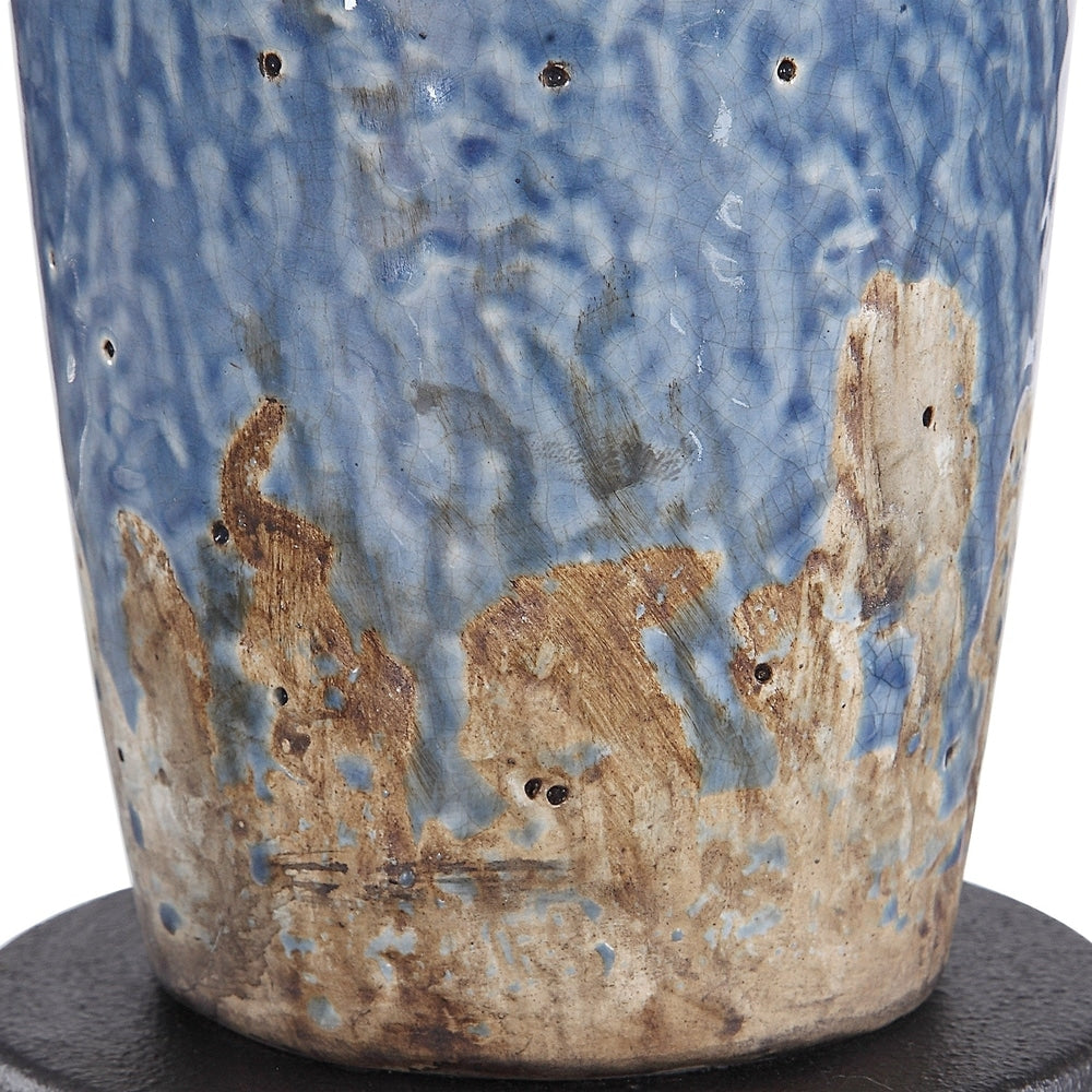 Bajze Blue and Khaki Textured Ceramic Table Lamp by Jim Parsons