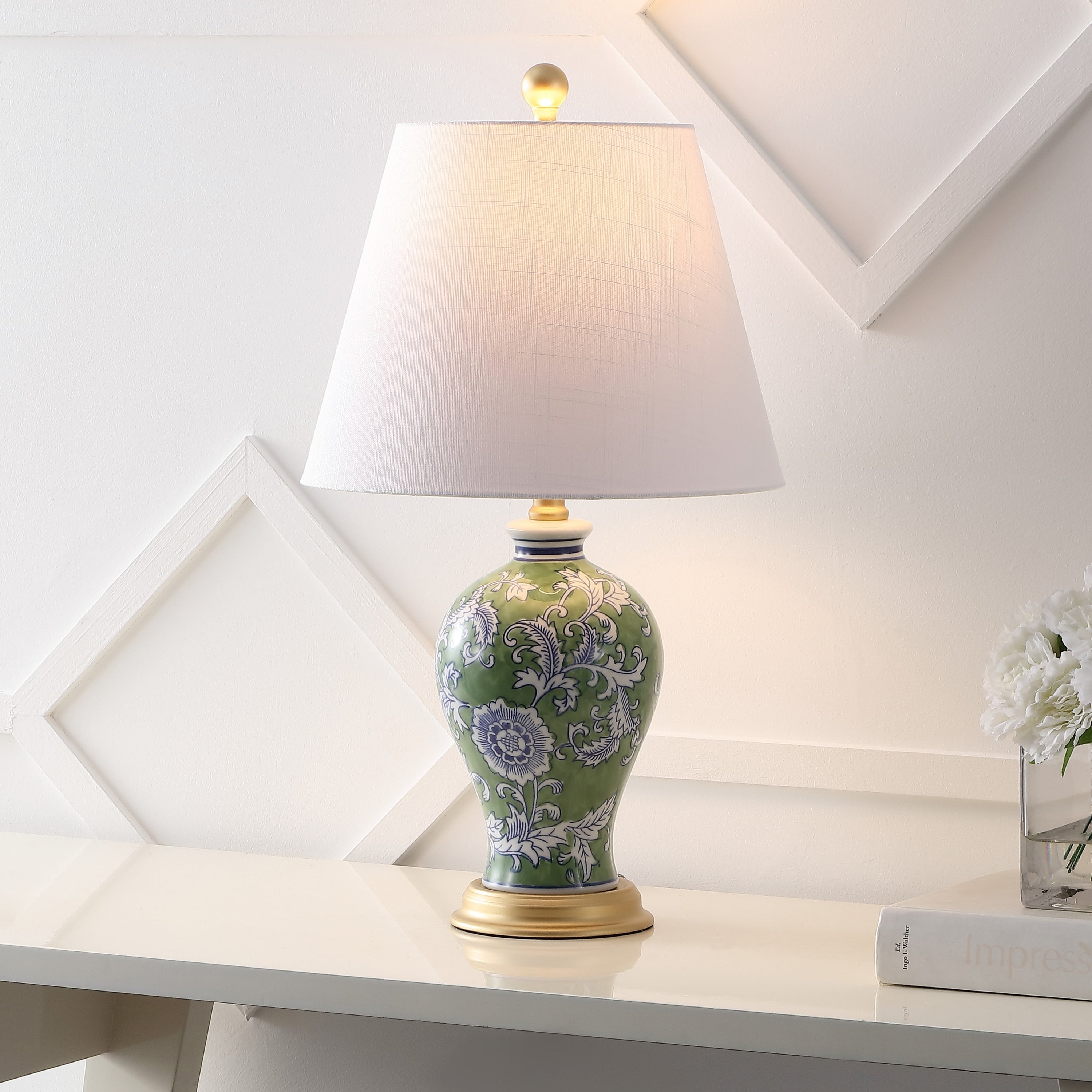 Grace 24 Floral LED Table Lamp, Multi/Brass by JONATHAN Y