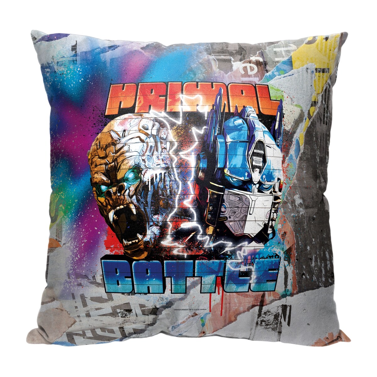 Hasbro Transformers: Rise Of The Beasts Primal Battle 18 Inch Throw Pillow