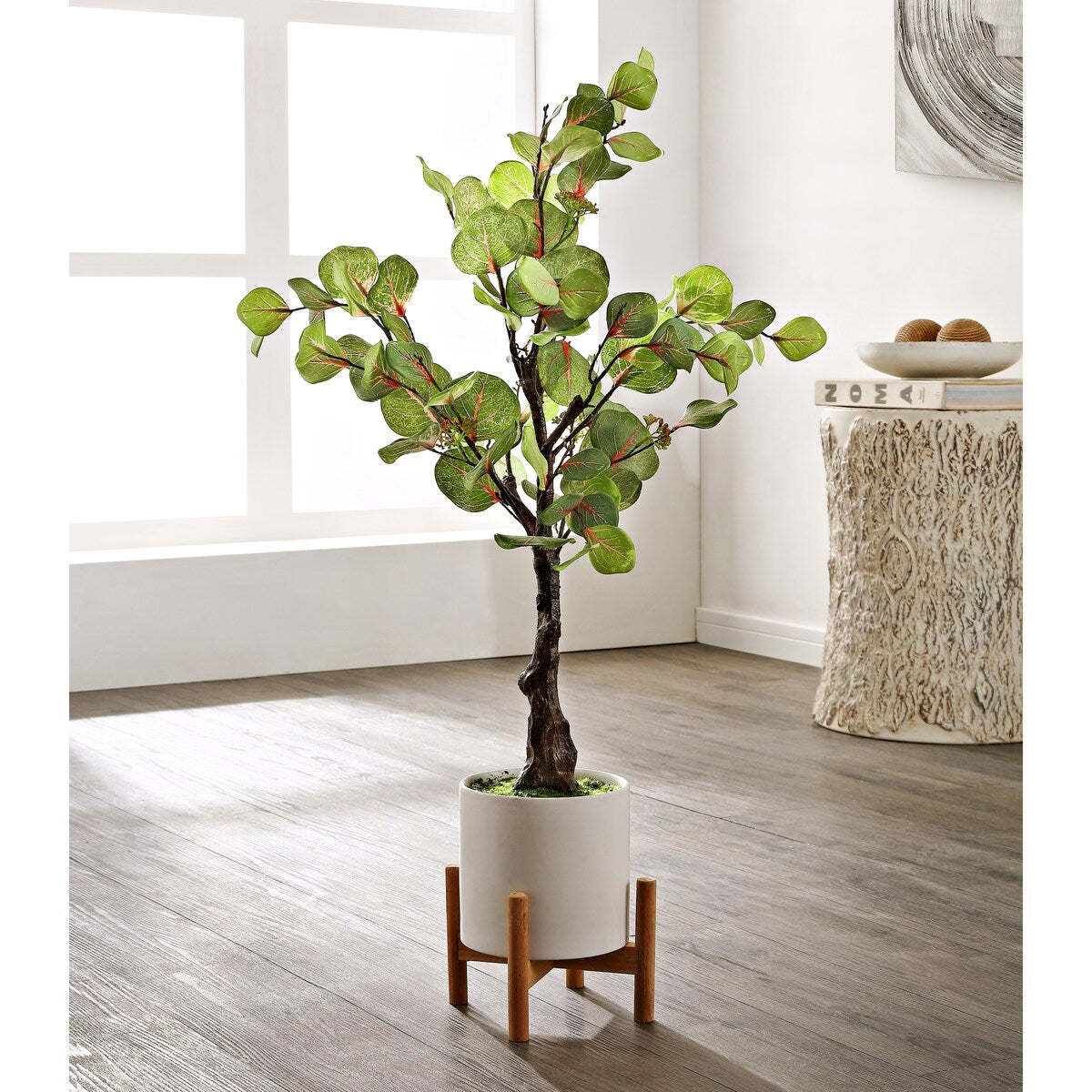 SAFAVIEH Vanessa Faux Decorative Eucalyptus Potted Artificial Tree - 13.4 W x 13.4 L x 34.3 H - 13Wx13Dx34H