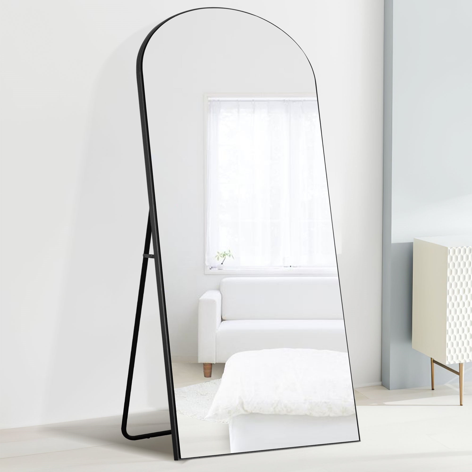 Modern Arched Mirror Full-Length Floor Mirror with Stand