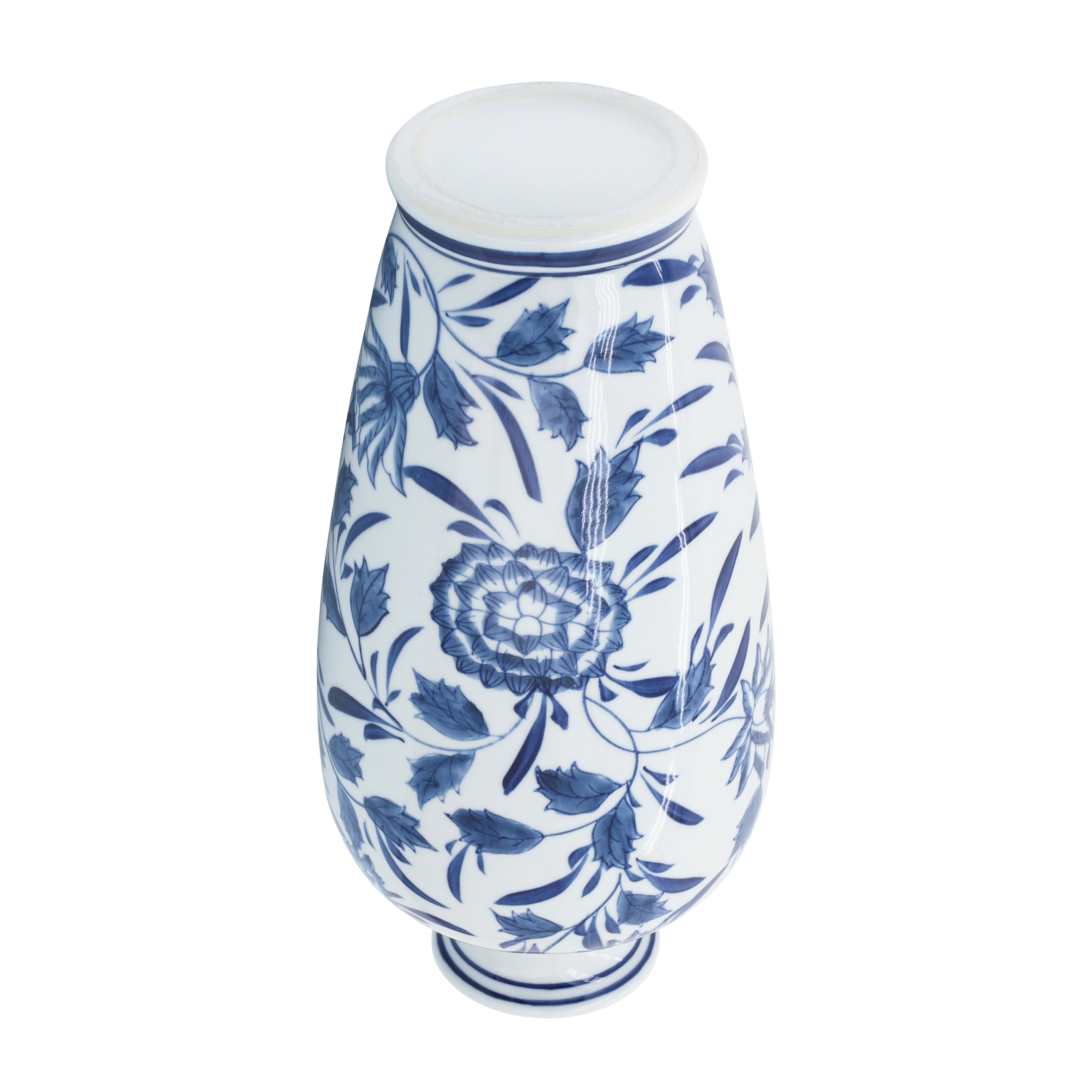 Sagebrook Home 13 Ceramic Vase Contemporary Blue and White Chinoiserie Design Floral Vase