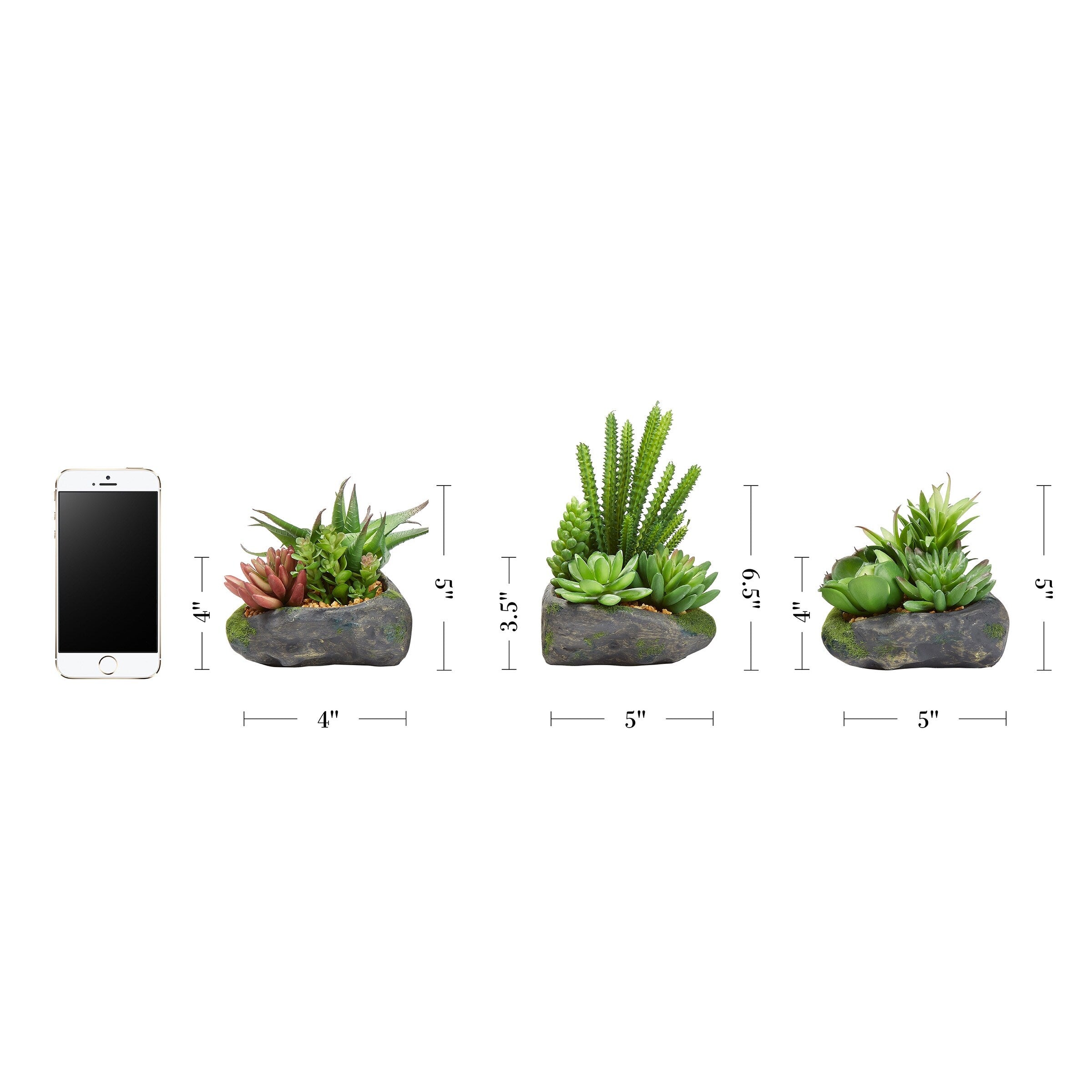 Pure Garden 3-Piece Artificial Succulent Plant Set - Set of 3