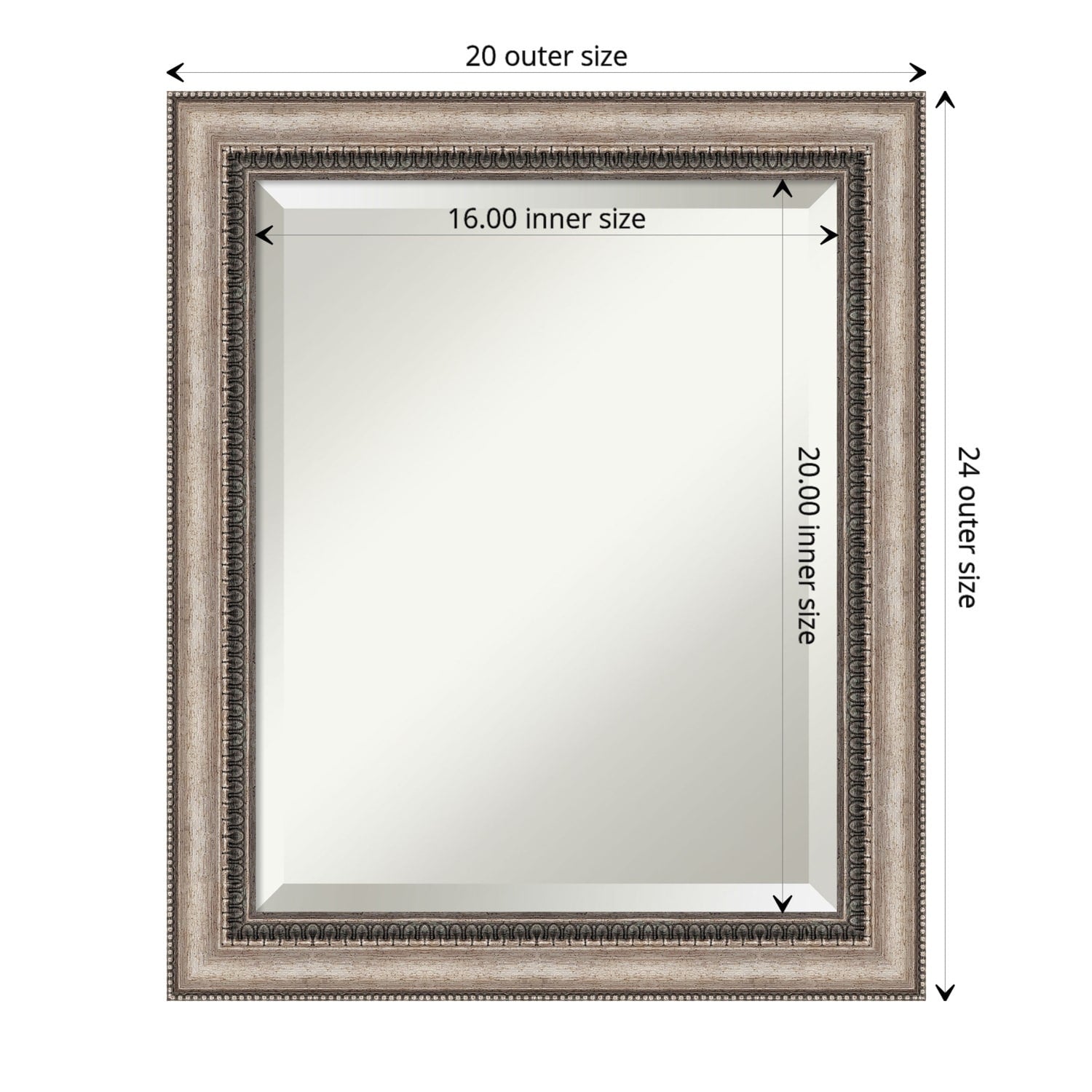 Beveled Bathroom Wall Mirror - Lyla Ornate Silver Frame - Lyla Ornate Silver