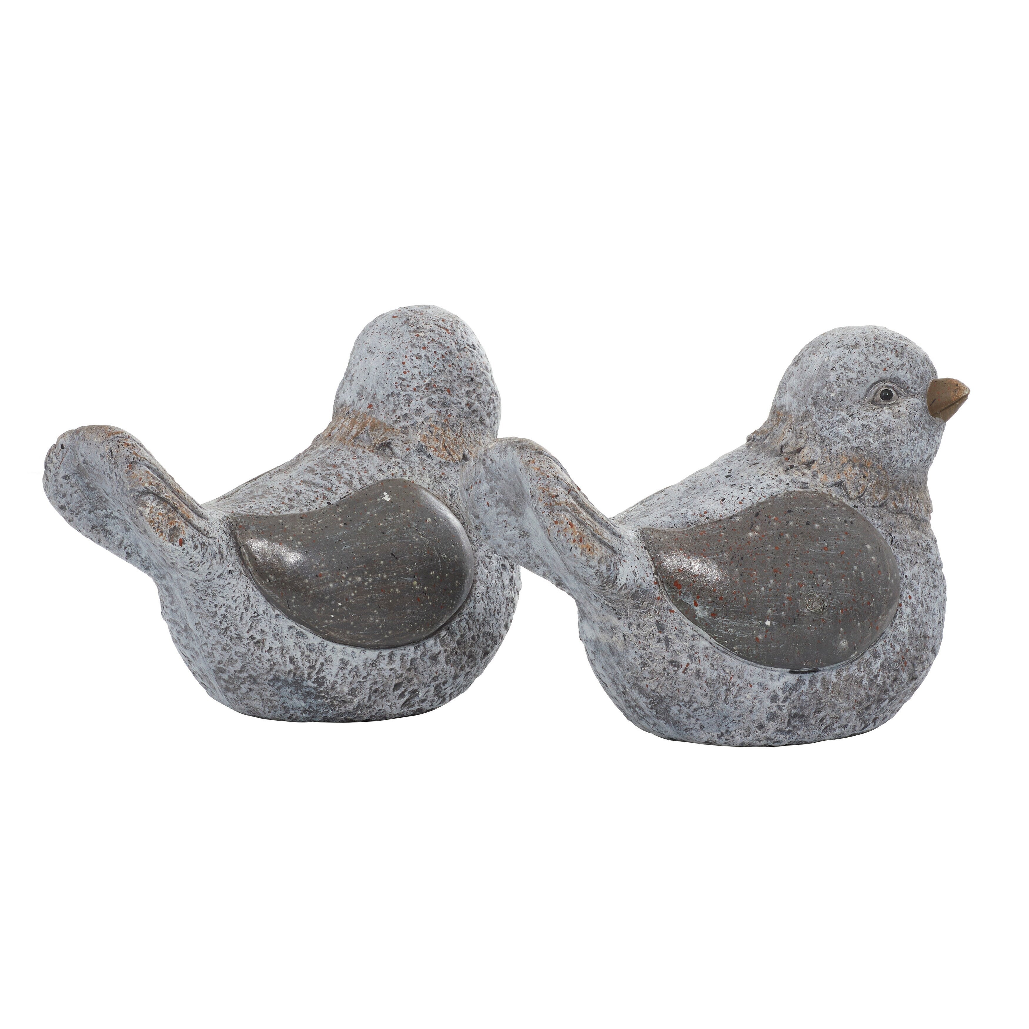 Grey Polystone Country Garden Sculpture Birds (Set of 2) - 13 x 10 x 7