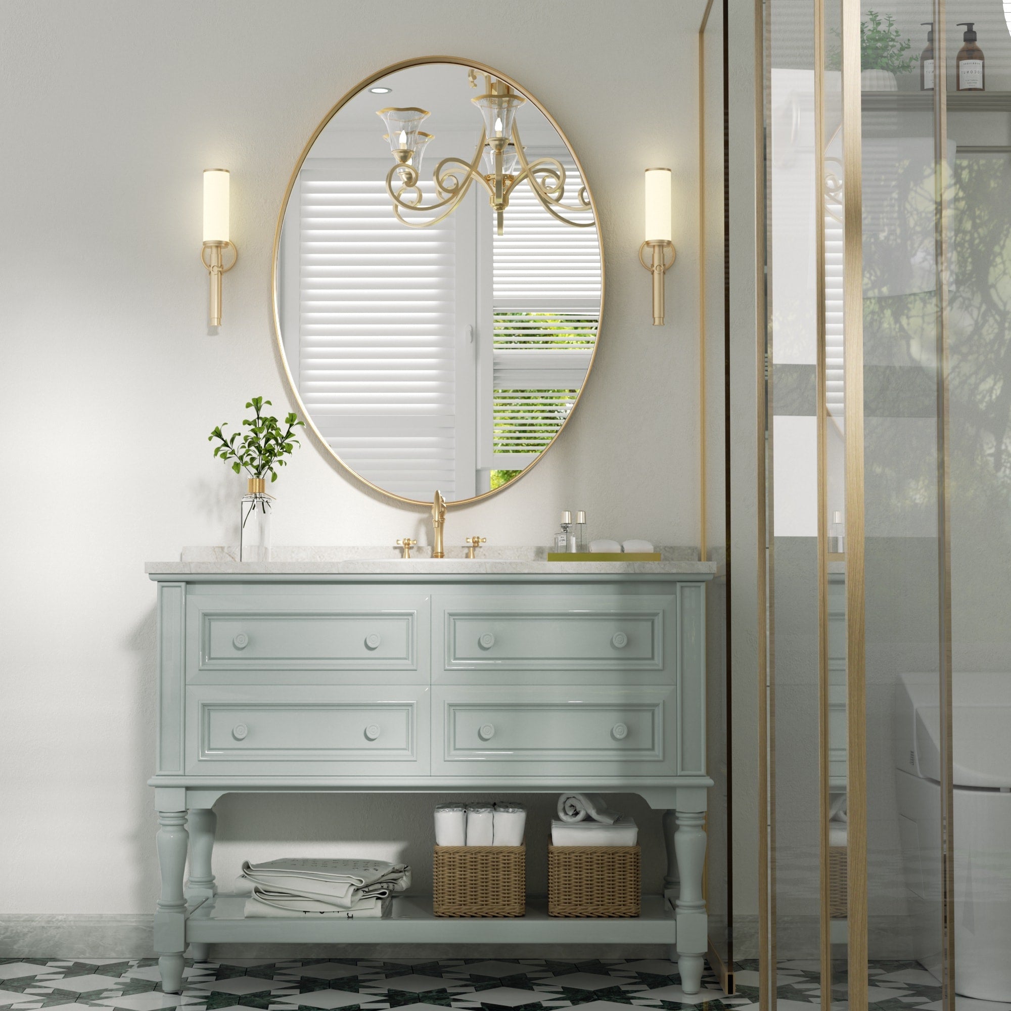 Bathroom Mirror Wall Mirror Vanity Mirror with Metal Frame (1 Piece)