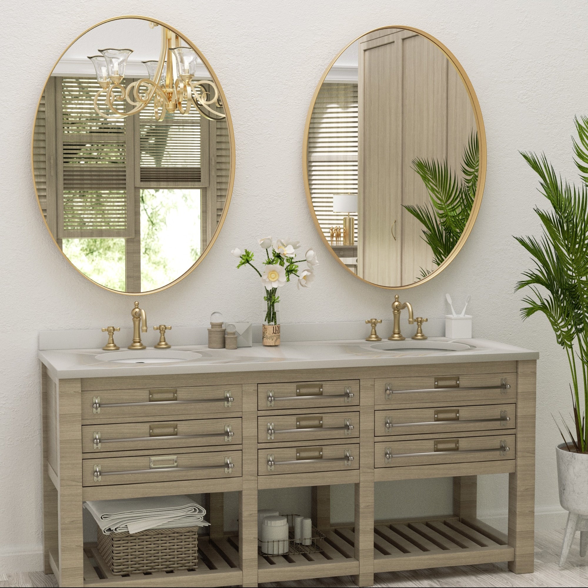 Bathroom Mirror Wall Mirror Vanity Mirror with Metal Frame (1 Piece)