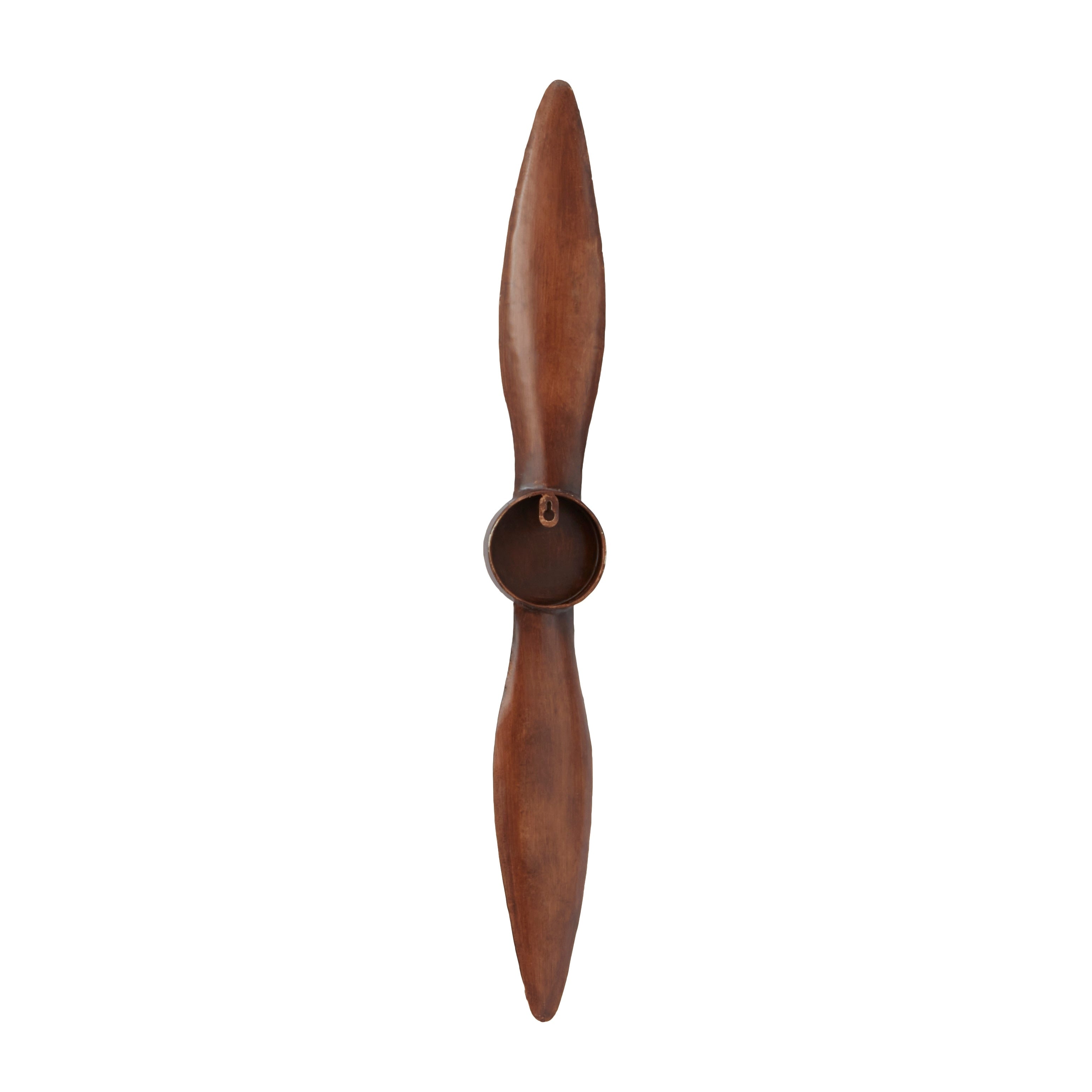 Vintage Brown Metal 2 Blade Airplane Propeller Wall Decor with Aviation Detailing