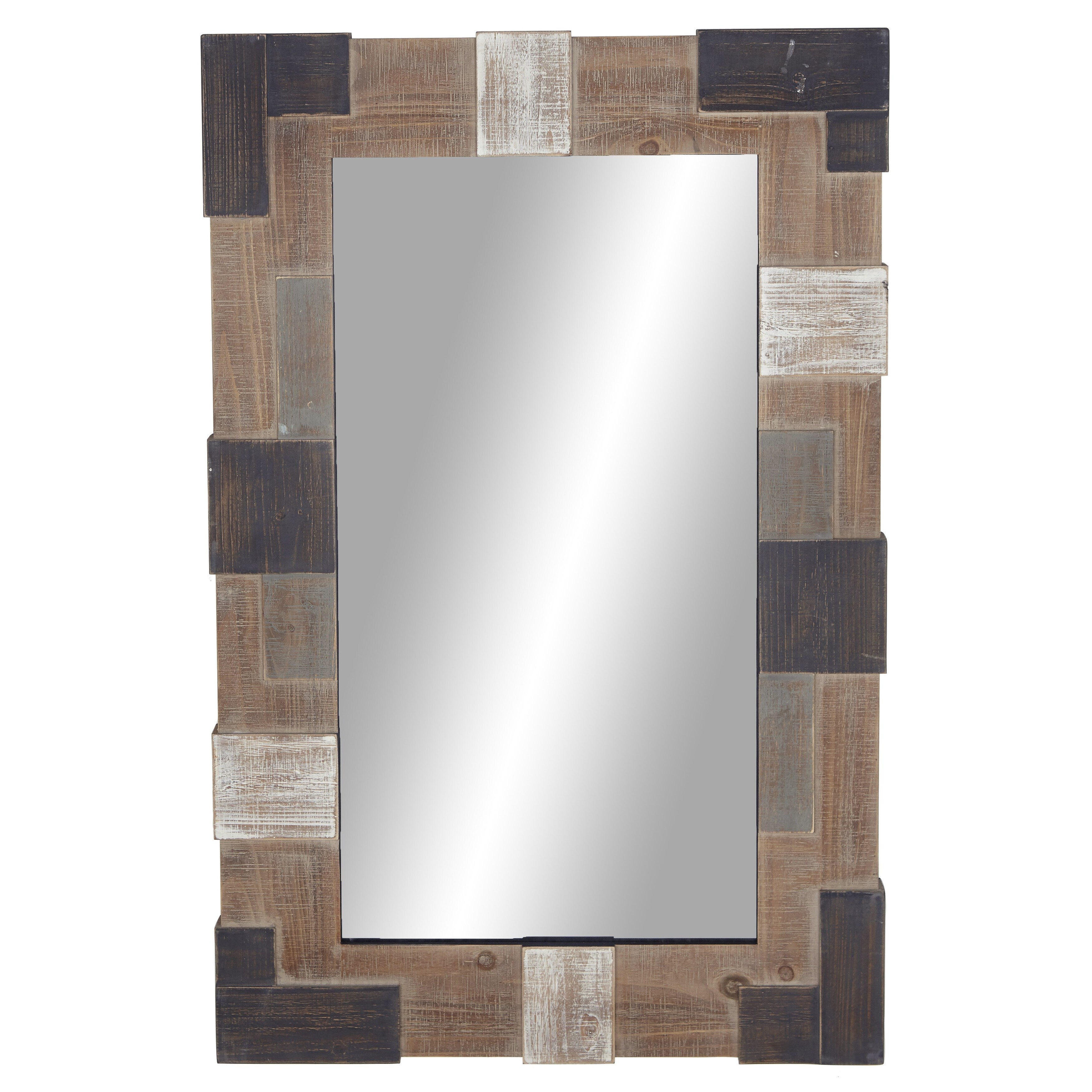 Brown MDF Farmhouse Wall Mirror 46 x 29 x 2 - 29 x 2 x 46