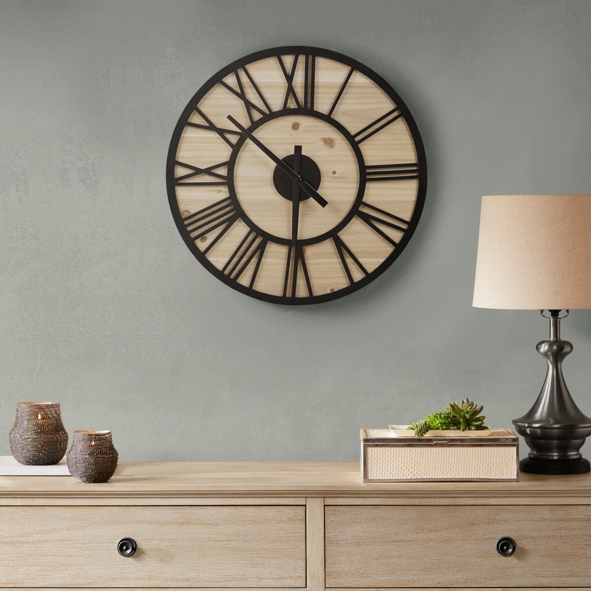 Madison Park Mason 23.6 Wood Wall Clock