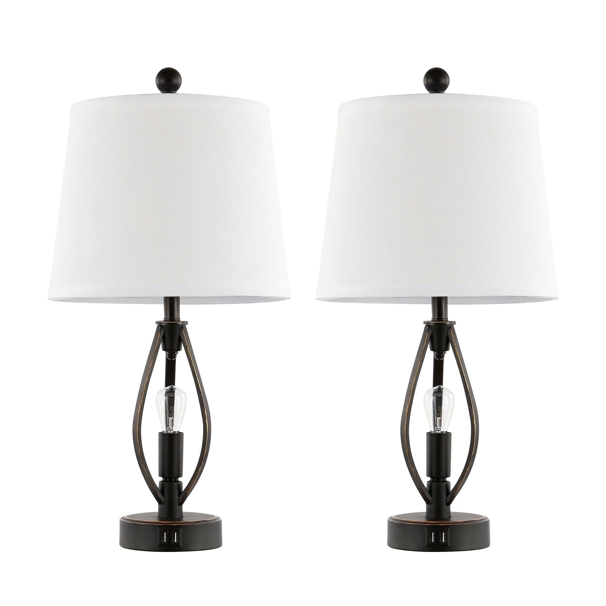 GetLedel 22-inch Modern Farmhouse Table Lamp Set with USB Ports