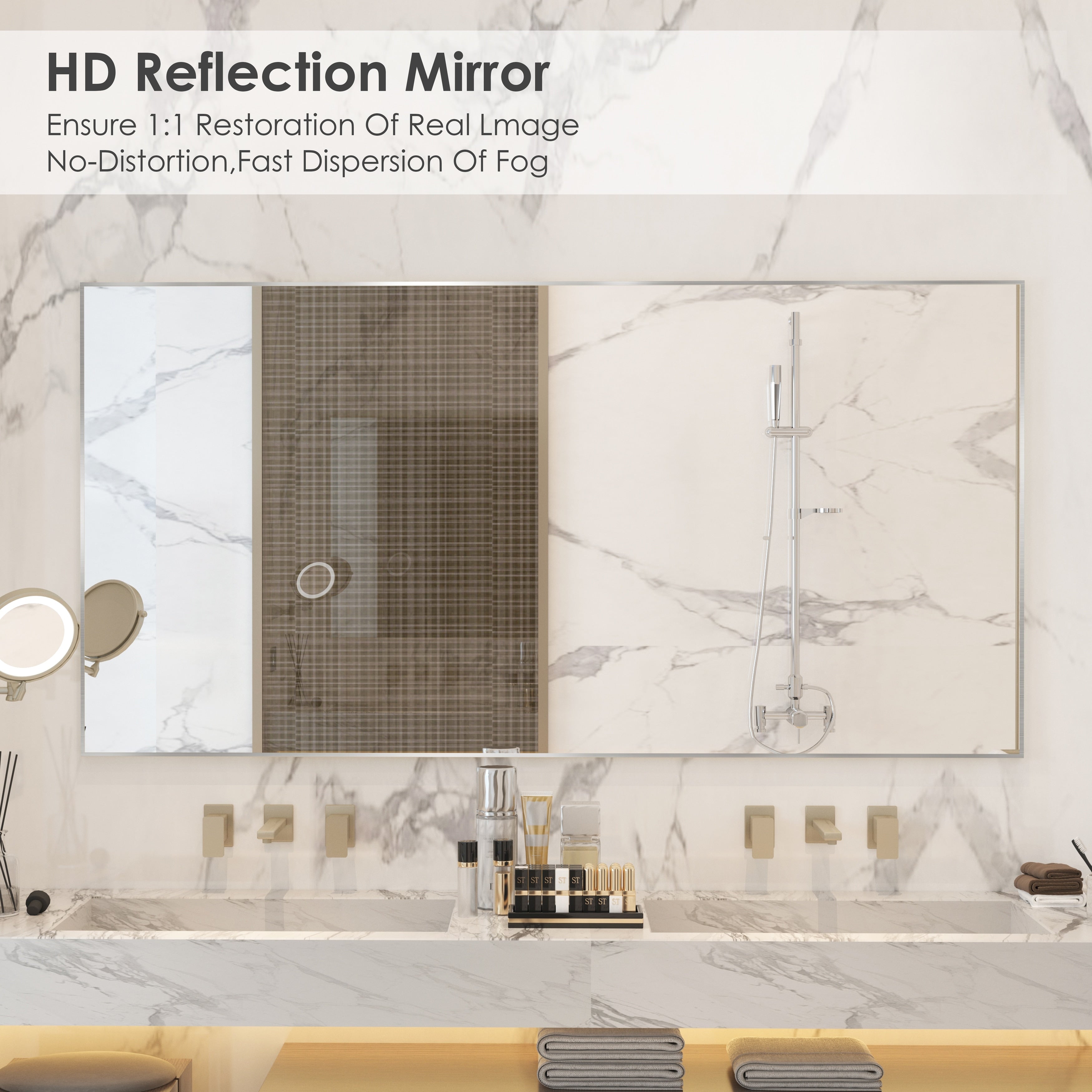 Aluminum Alloy Framed Wall Mounted Bathroom Vanity Accent Mirror in