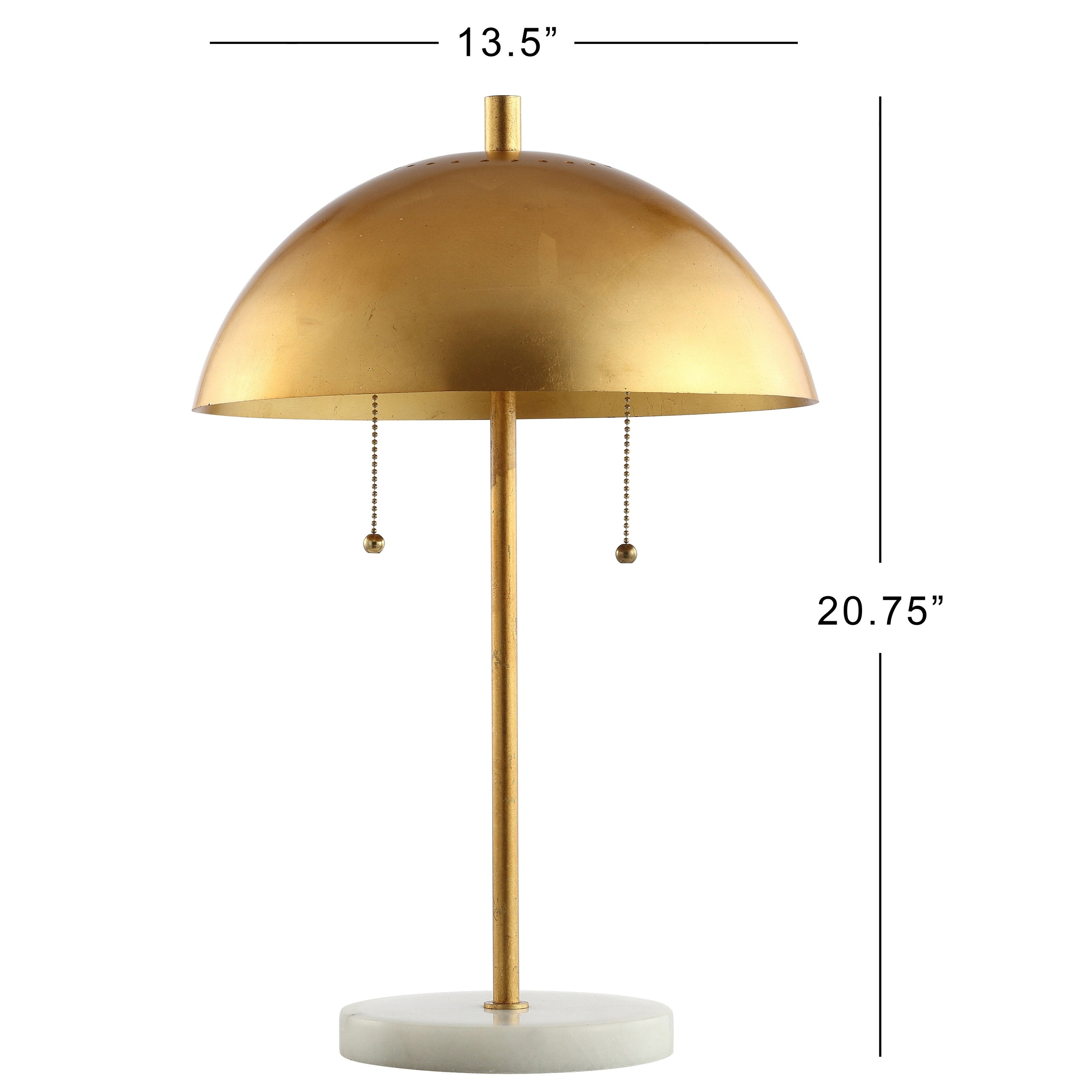 Jennifer 20.7 Dome Metal with Marble Base LED Table Lamp, Gold/White by JONATHAN Y