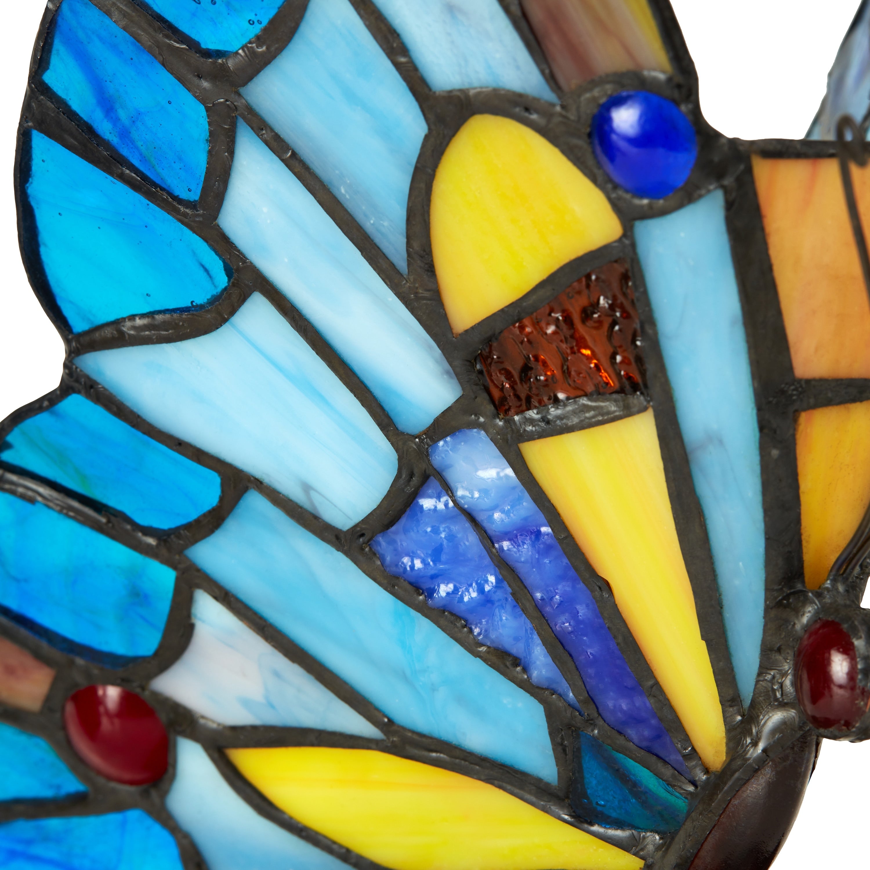 River of Goods Stained Glass 9.5-inch Tiffany Style Flying Butterfly Accent Lamp