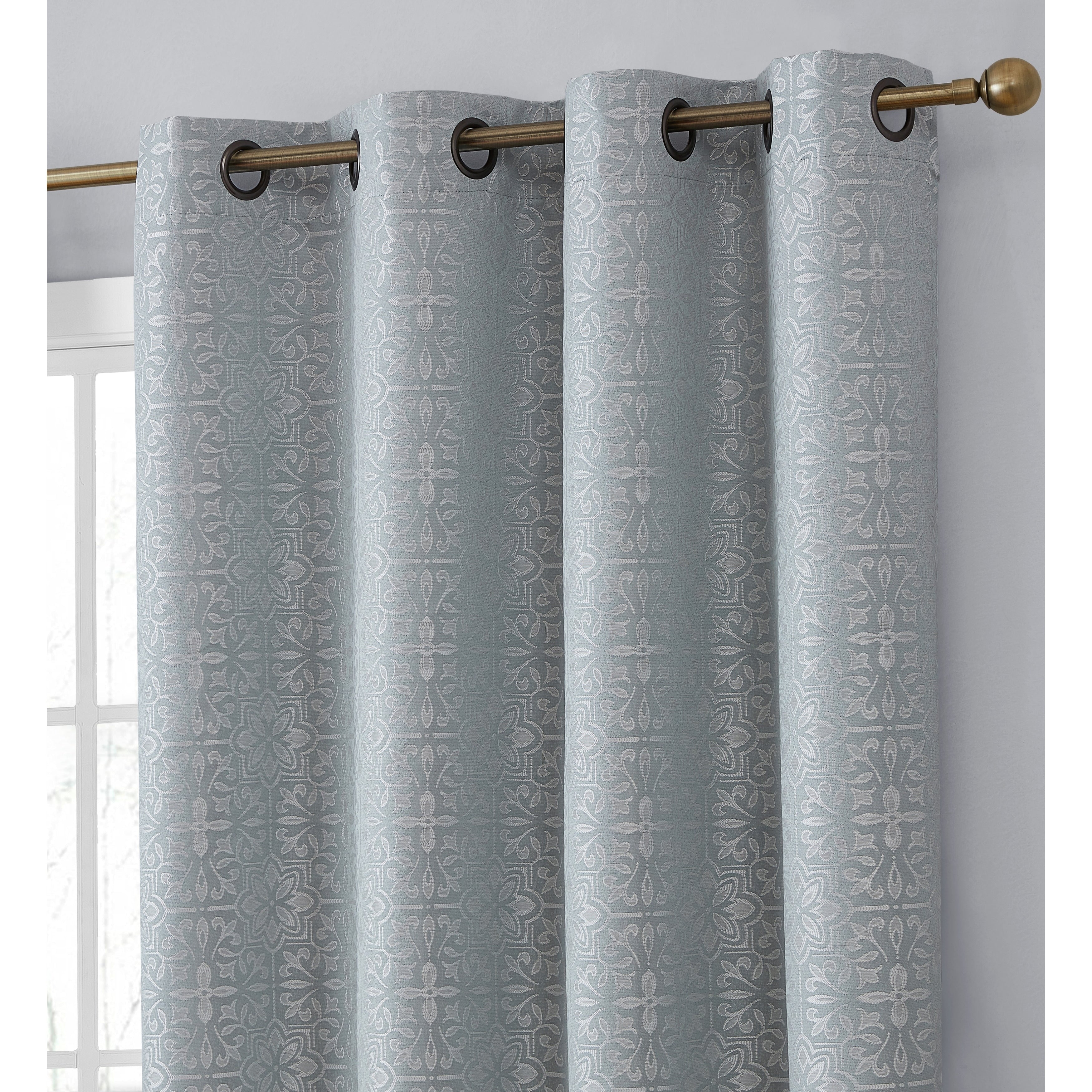 HLC.me Mia Tile 100% Complete Blackout Thermal Insulated Heat/Cold/UV Blocking Grommet Curtain Panels - Pair