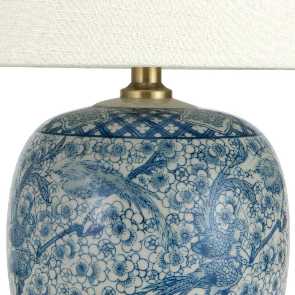 Handmade 20 Classic Blue and White Porcelain Jar Lamp - 13W x 13D x 20H