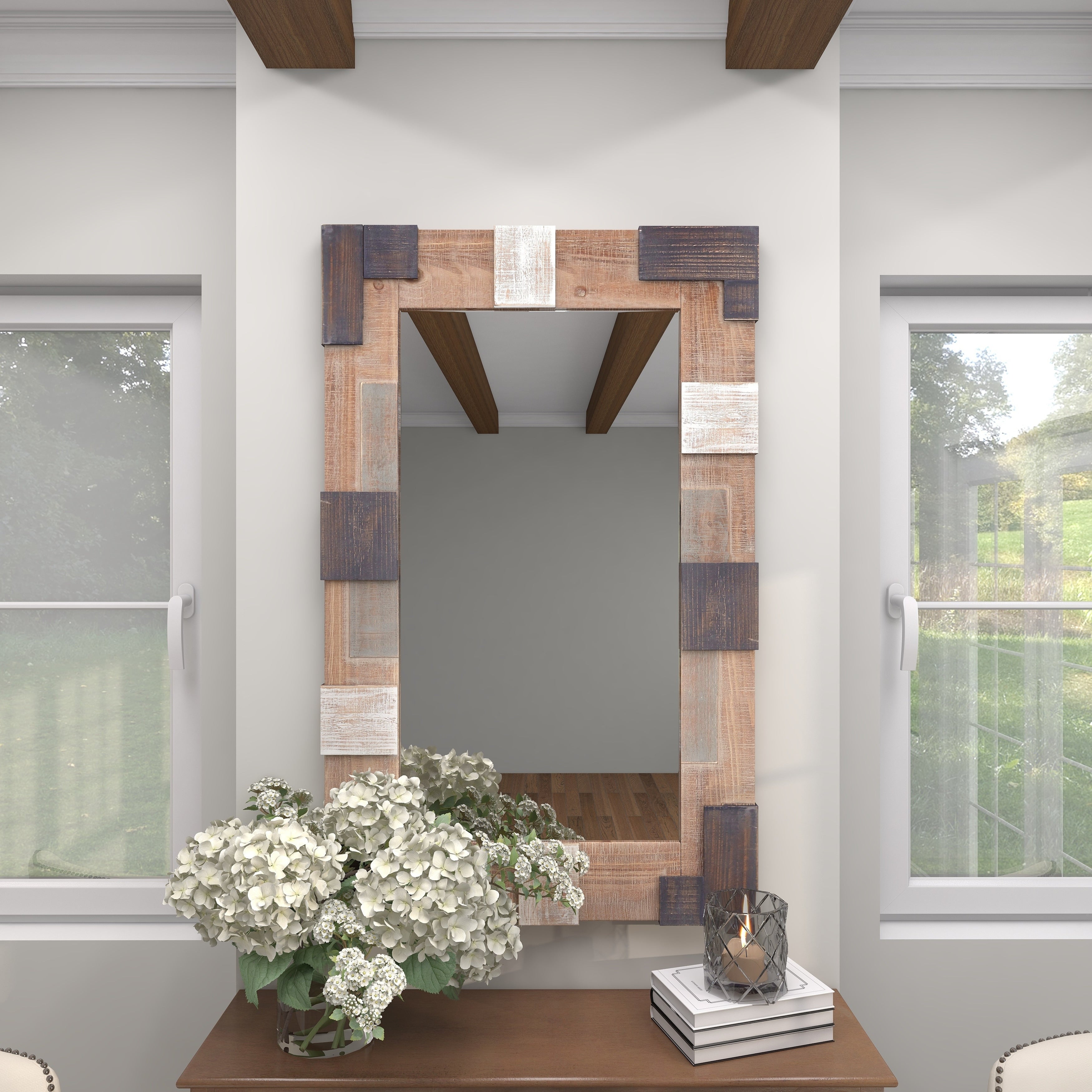 Brown MDF Farmhouse Wall Mirror 46 x 29 x 2 - 29 x 2 x 46