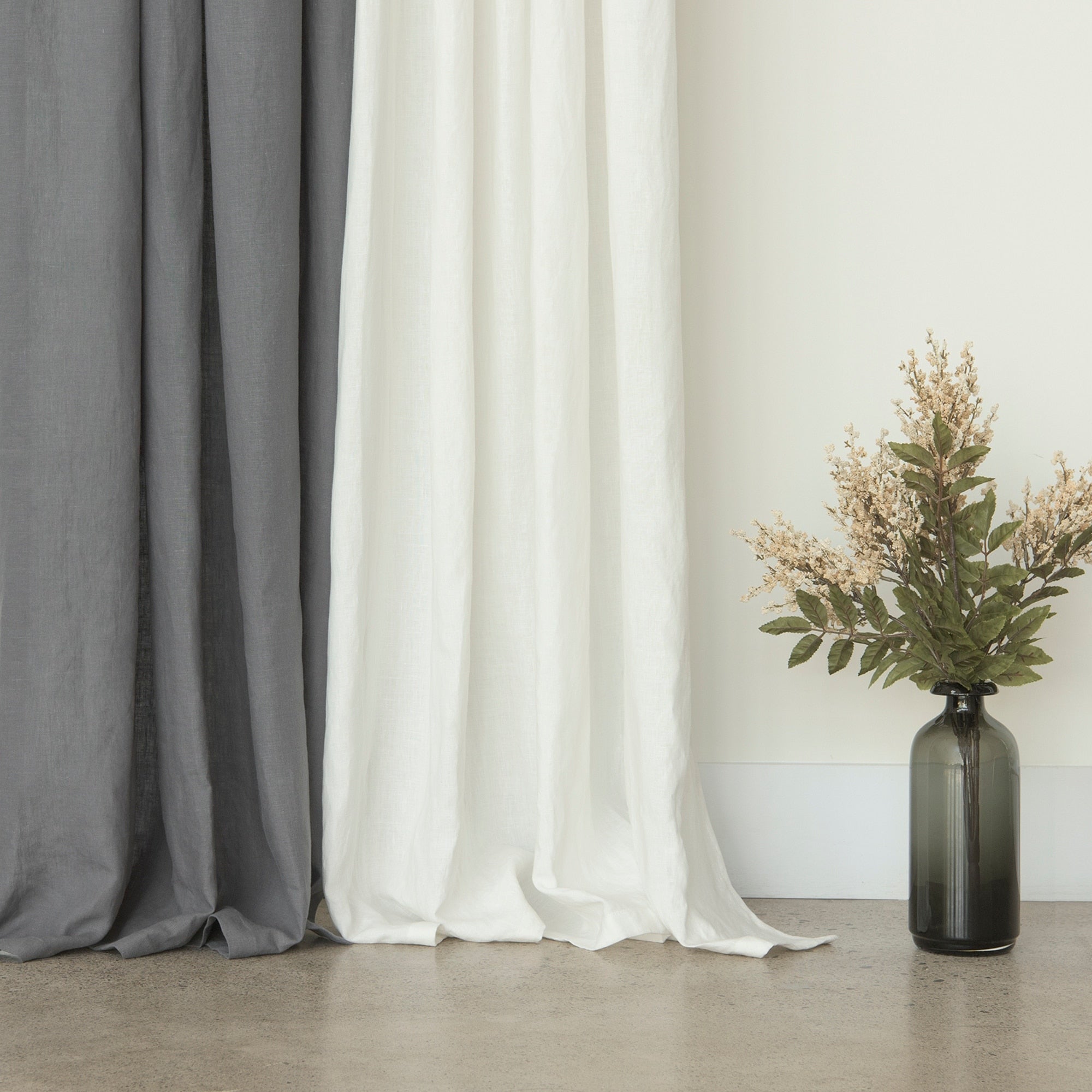 Aurora Home 100% Linen Silver Grommet Curtain Set