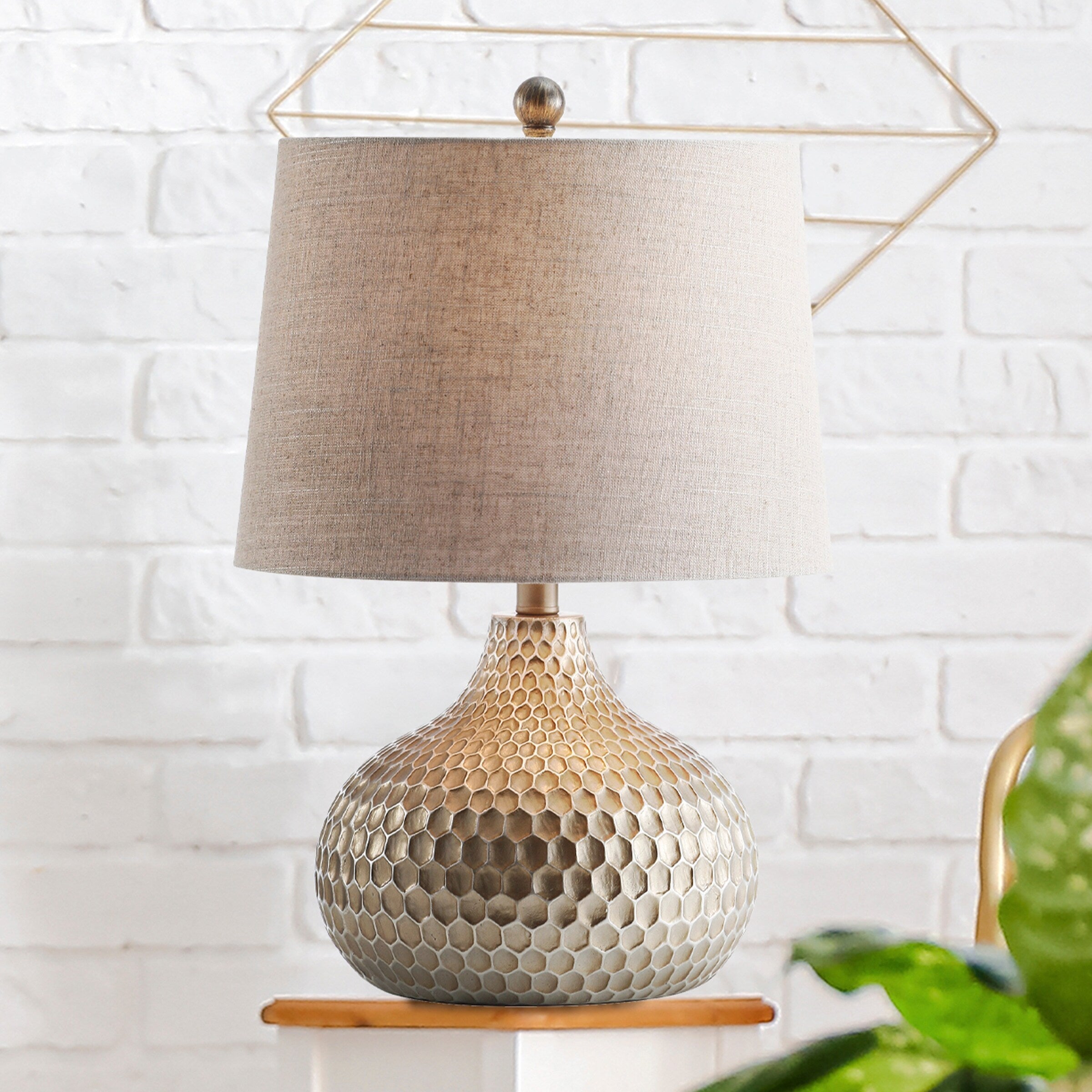 Mackenzie 22 Honeycomb LED Table Lamp, Antique Brown by JONATHAN Y